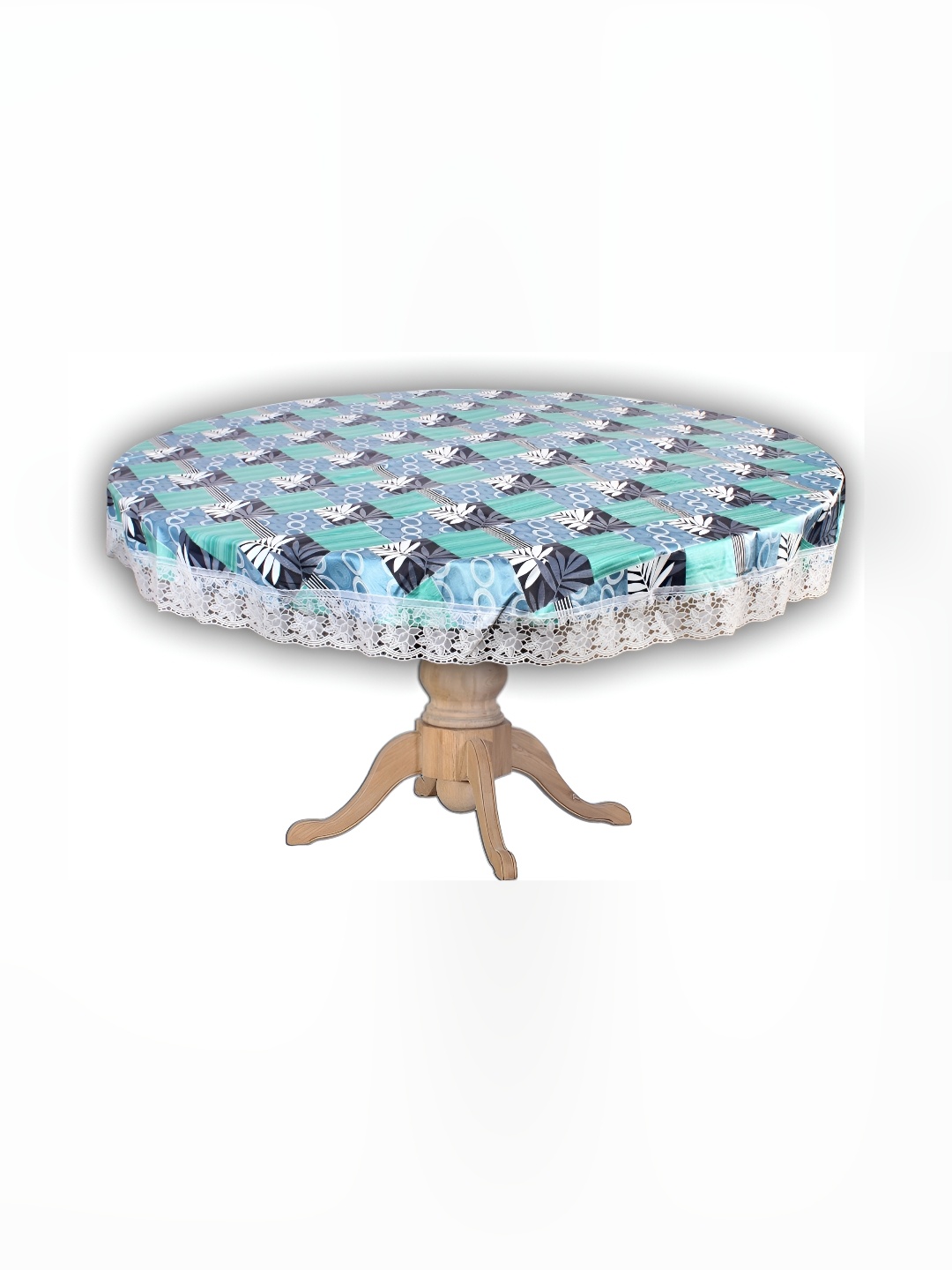 

Stylista Blue & white Printed Waterproof Round 4-Seater Table Cover