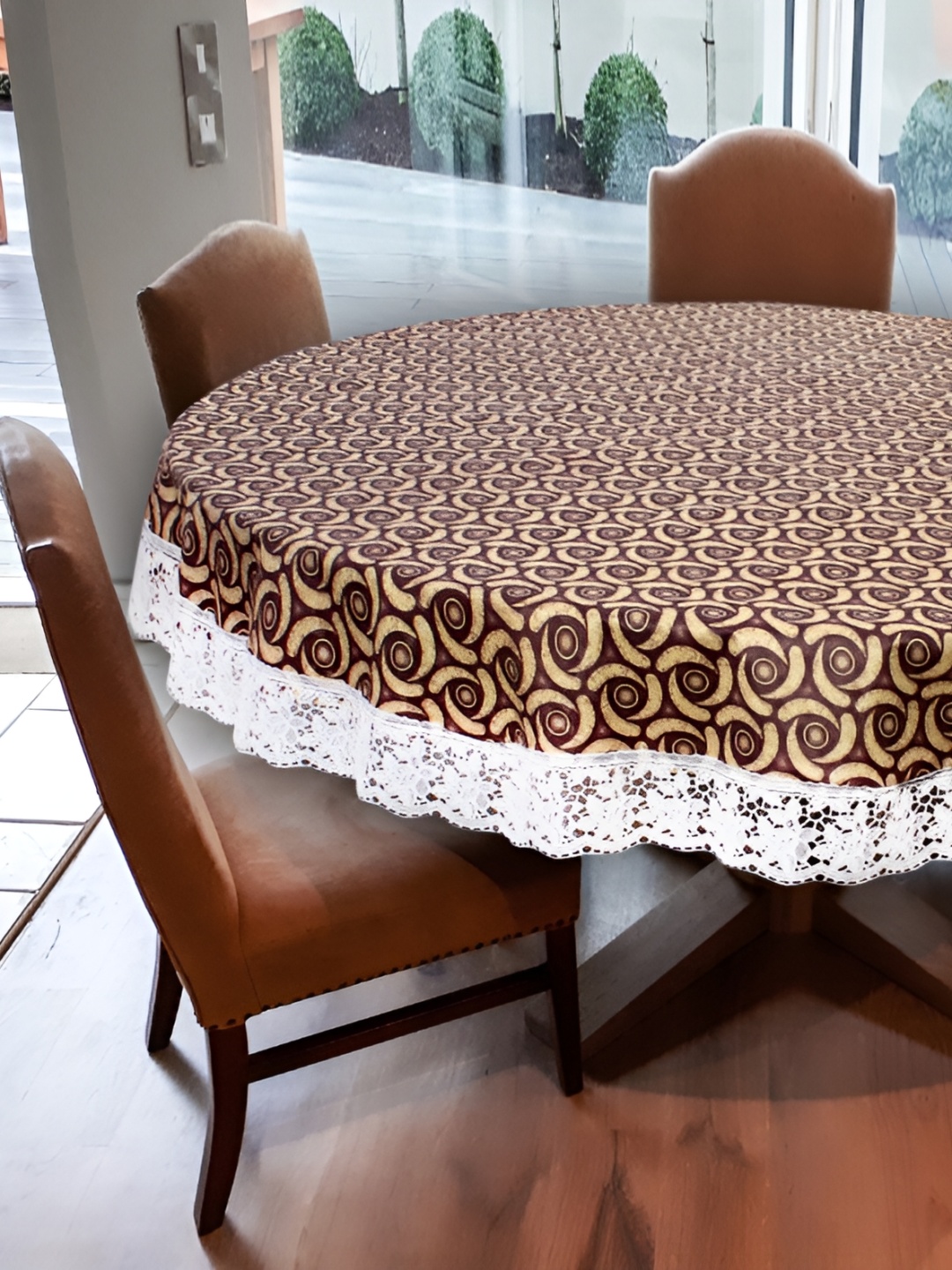 

Stylista Brown & Beige Printed Waterproof 1.82 m x 1.82 m Round Table Cover