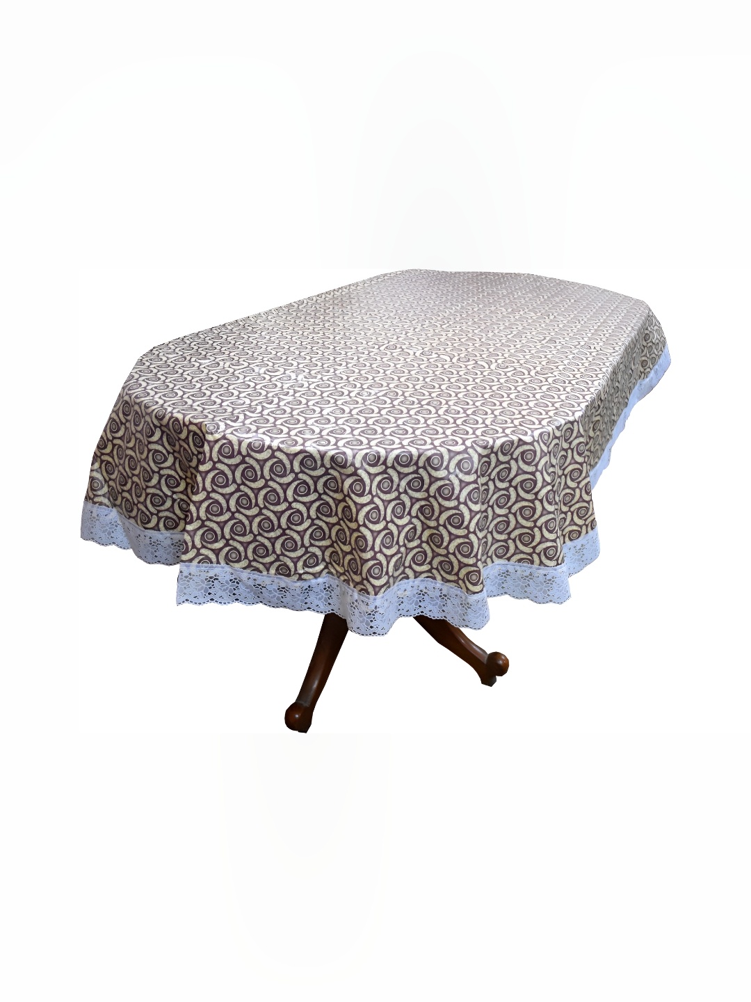 

Stylista Brown & White Floral Printed Waterproof Oval 6-Seater Table Cover