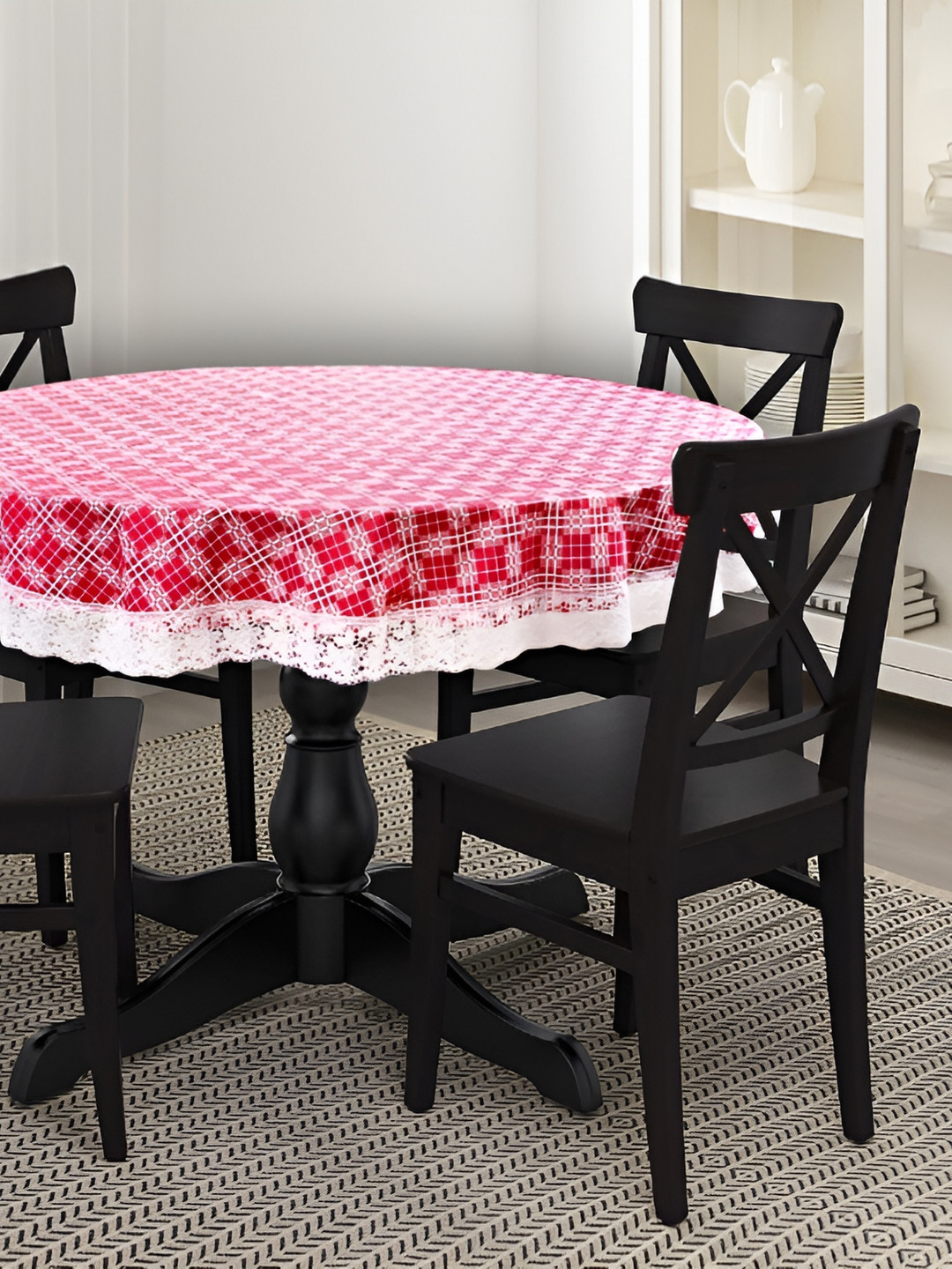 

Stylista Pink & White Waterproof Round 8 Seater Table Cover