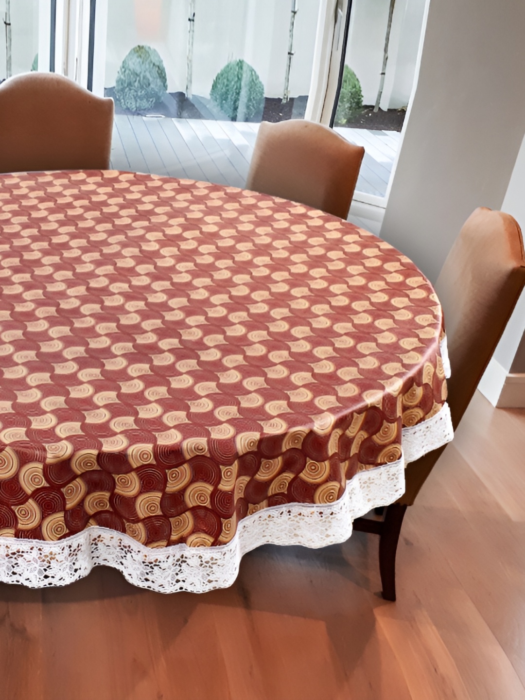 

Stylista Brown & Beige Geometric Printed Waterproof Round 6-Seater Table Cover