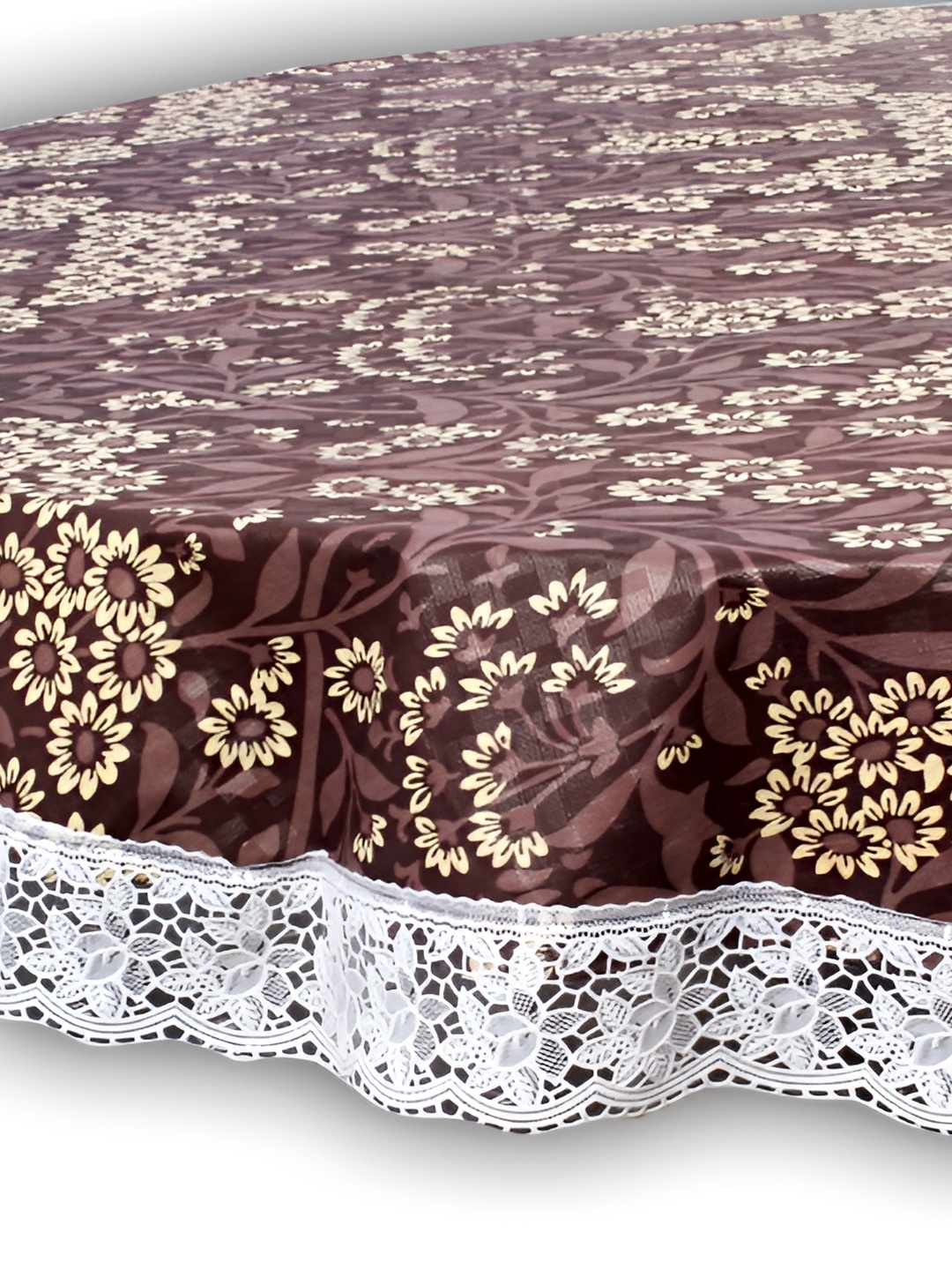 

Stylista Brown & Beige Floral Printed Waterproof Round 8-Seater Table Cover
