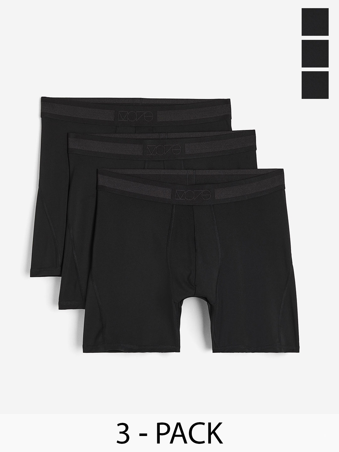 

H&M Men 3-Pack Drymove Sports Trunks, Black