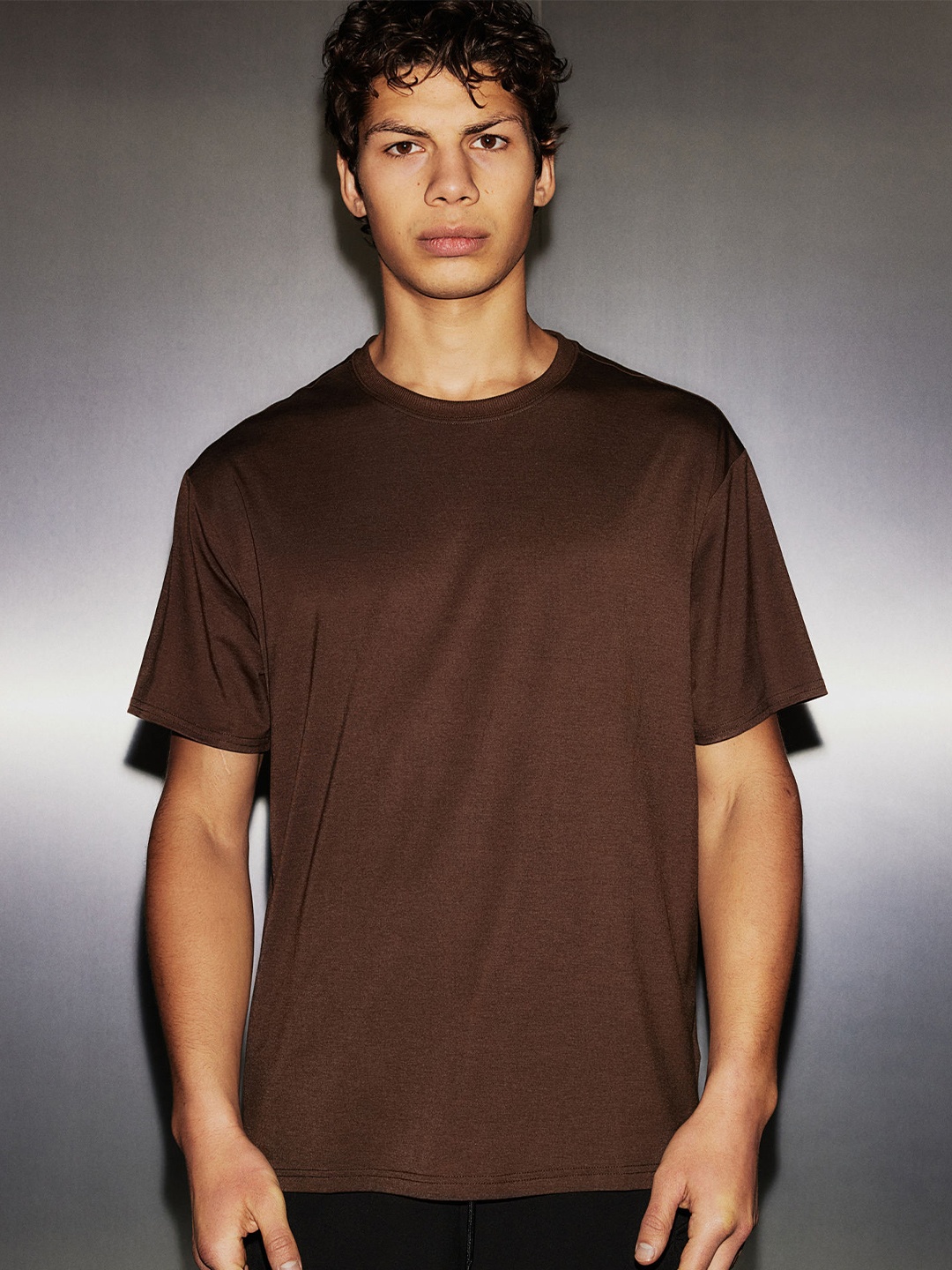 

H&M DryMove Loose Fit Sports T-Shirt, Brown