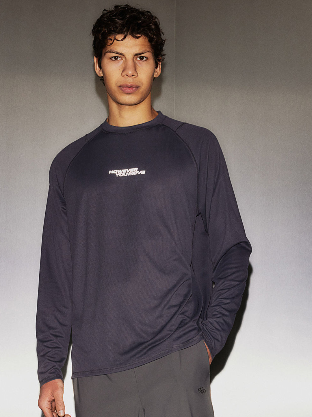 

H&M DryMove Long-Sleeved Sports Top, Blue
