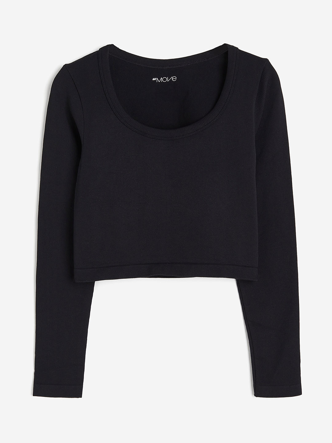 

H&M Women DryMove Seamless Cropped Sports Top, Black