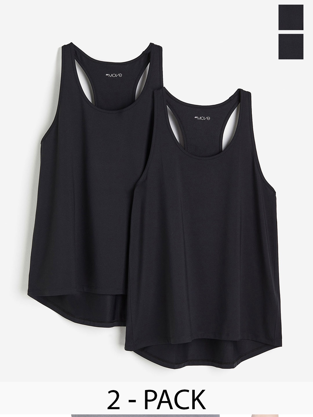 

H&M Women 2-Pack Drymove Sports Vest Tops, Black