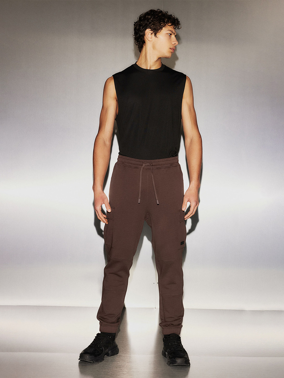 

H&M DryMove Cotton Cargo Joggers, Brown