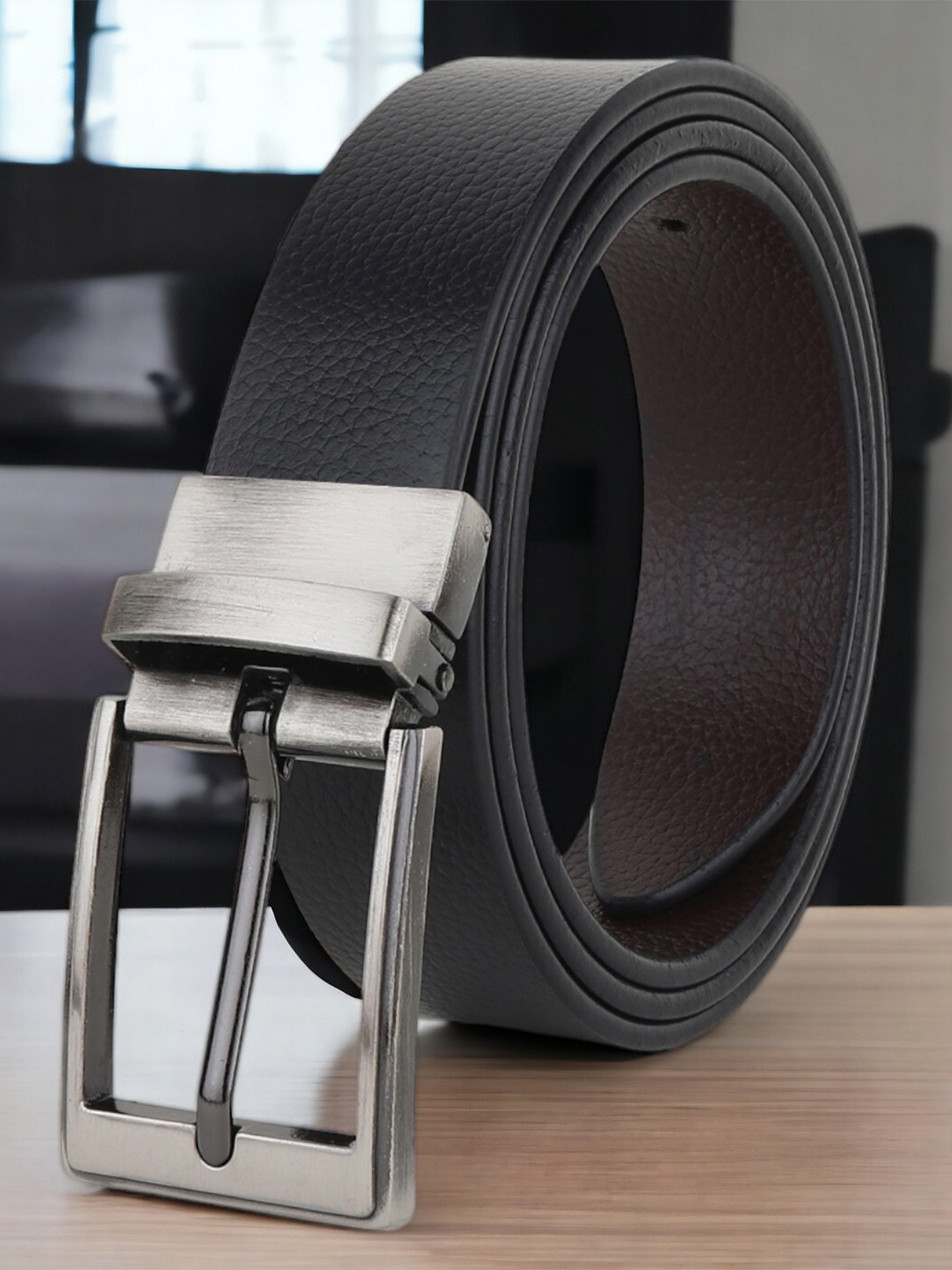 

Roadster Men Textured Reversible Belt, Black