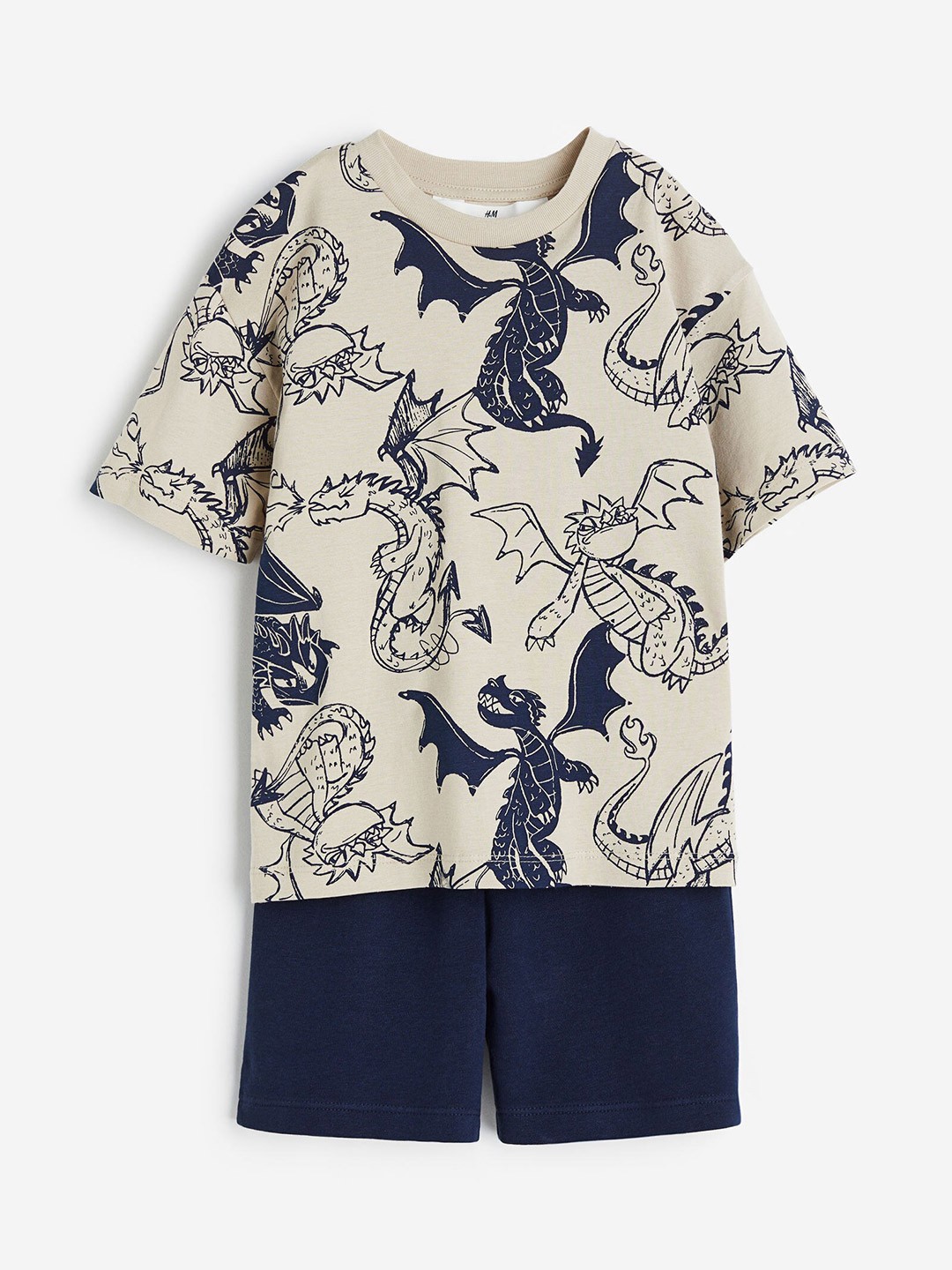 

H&M Boys 2-Piece Printed Set, Beige