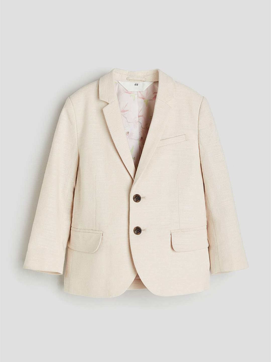 

H&M Boys Pure Cotton Single-Breasted Jacket, Beige