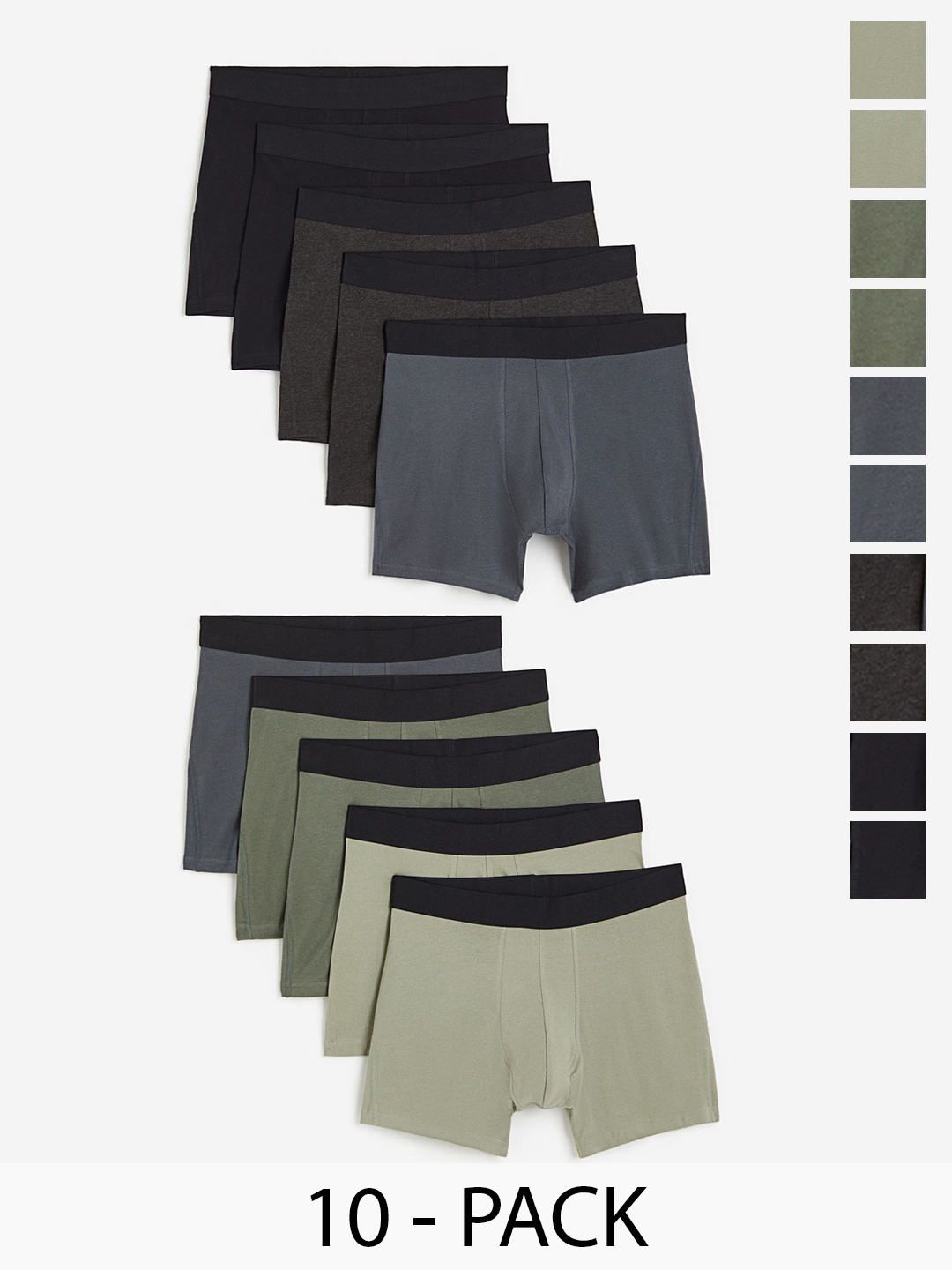 

H&M Men 10-Pack Xtra Life Mid Trunks, Green