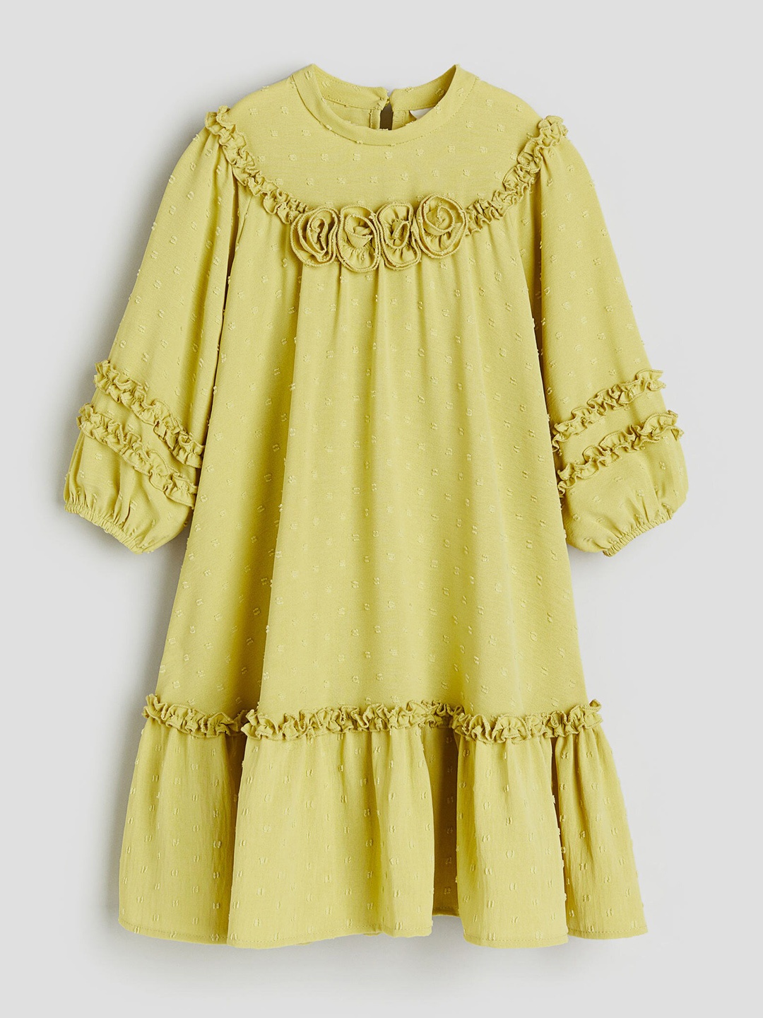 

H&M Girls Plumeti Dress With Ruffles, Green