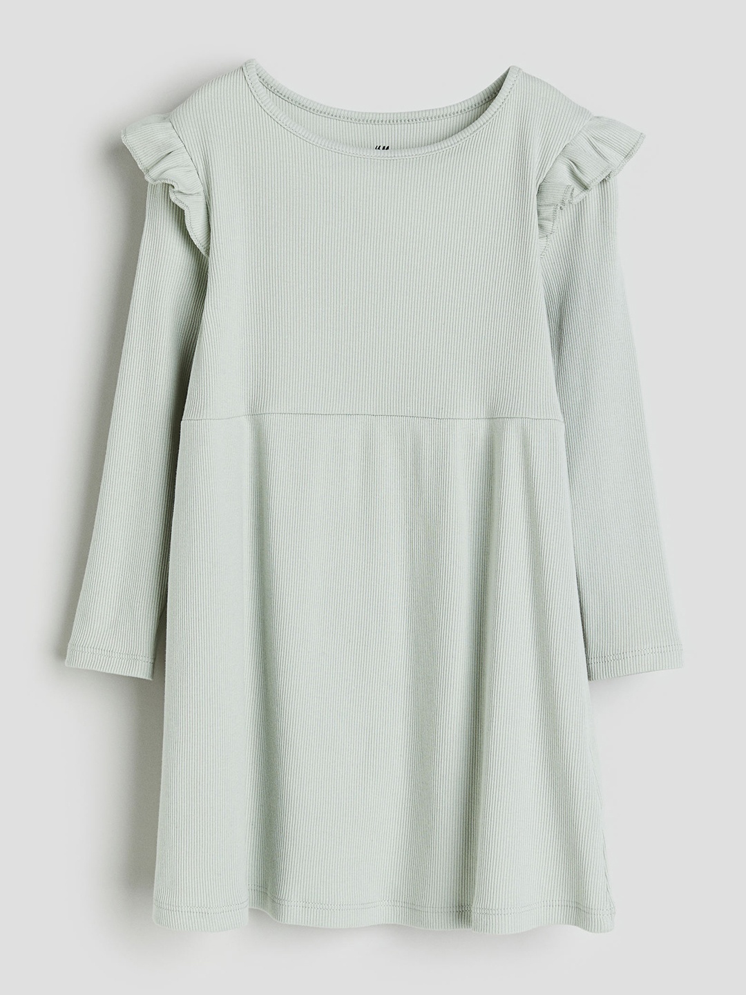 

H&M Girls Ribbed Jersey Dress, Green