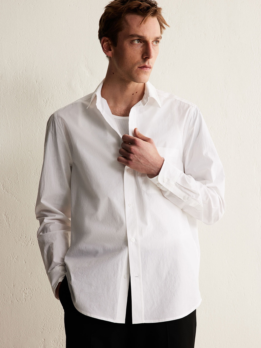 

H&M Pure Cotton Regular Fit Shirt, White