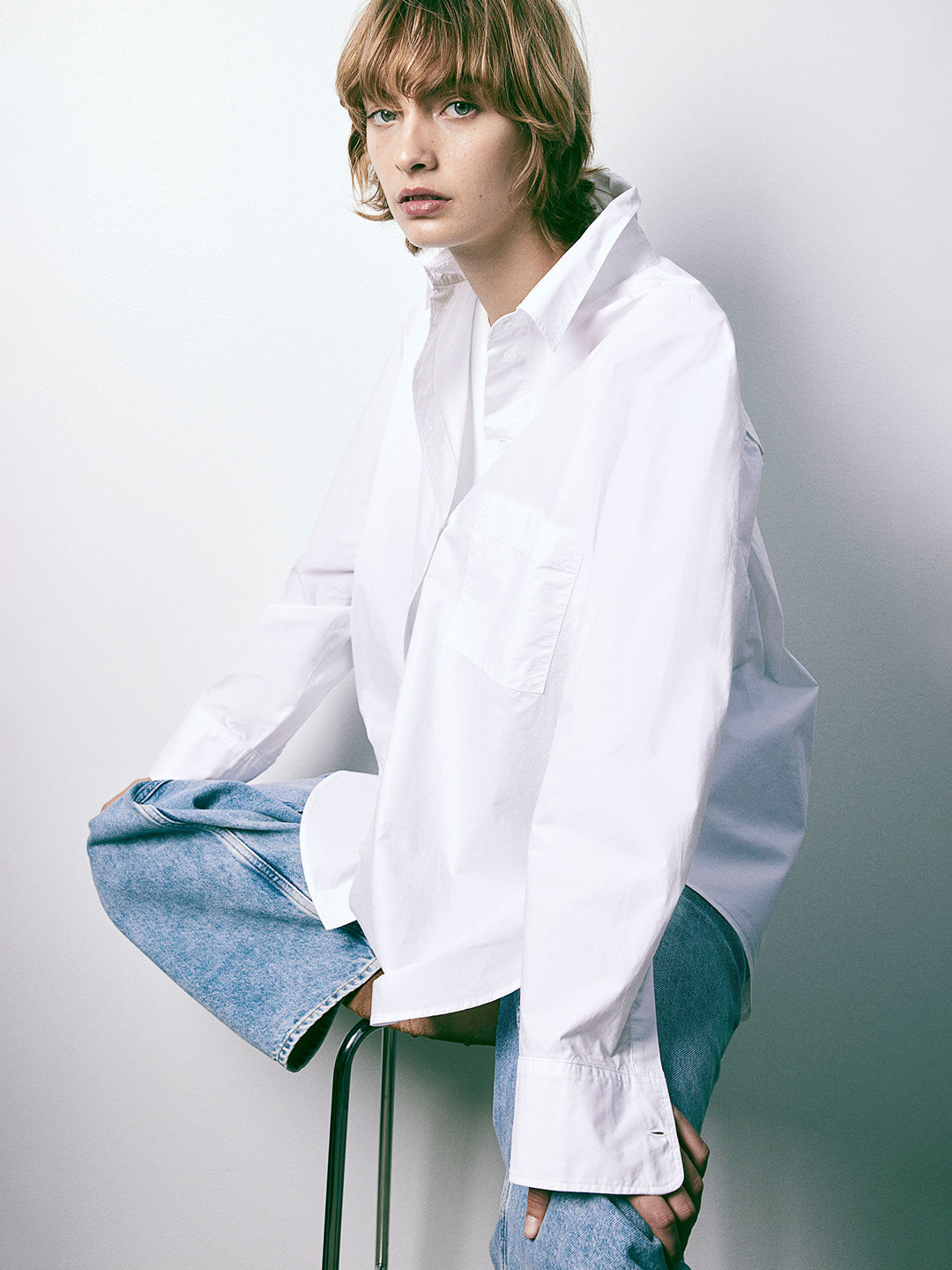 

H&M Pure Cotton Overshirt Poplin Shirt, White