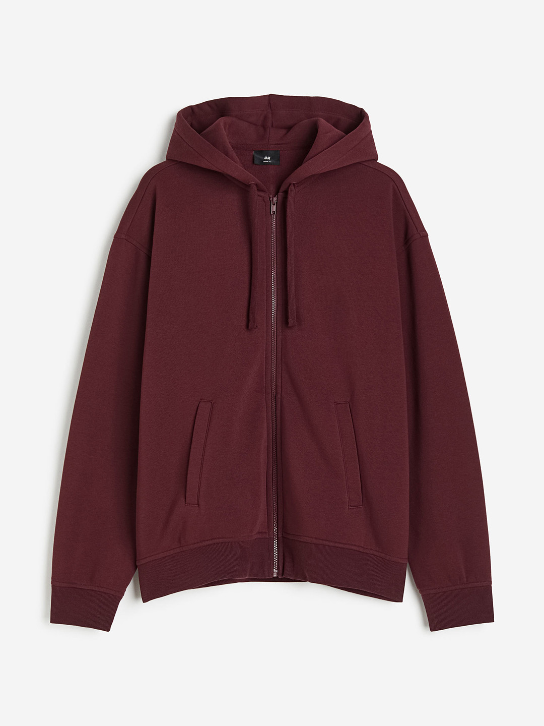 

H&M Men Loose Fit Zip-Through Hoodie, Red