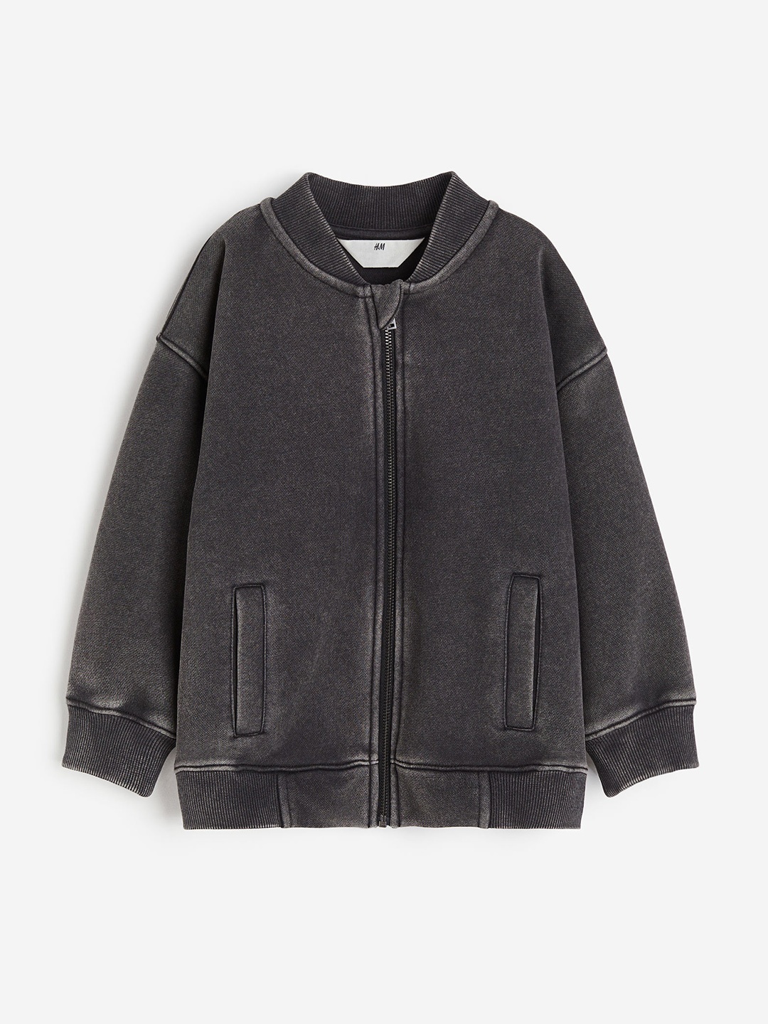 

H&M Boys Oversized Washed-Look Baseball Jacket, Black