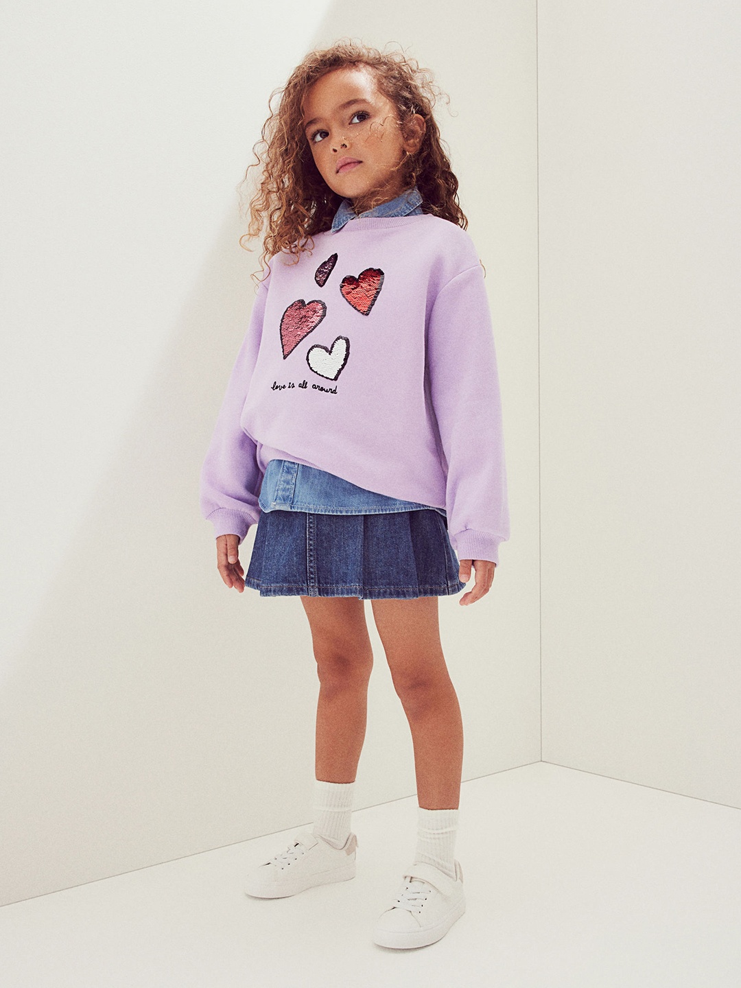 

H&M Girls Motif-Detail Sweatshirt, Purple