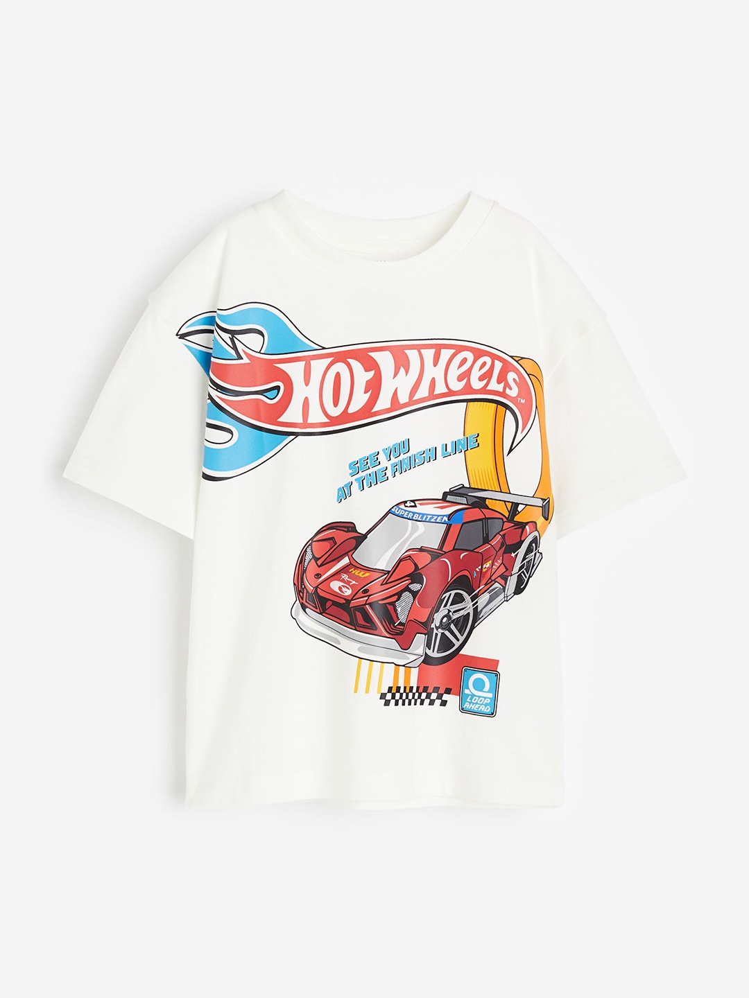 

H&M Boys Hot Wheels Pure Cotton Printed T-shirt, White