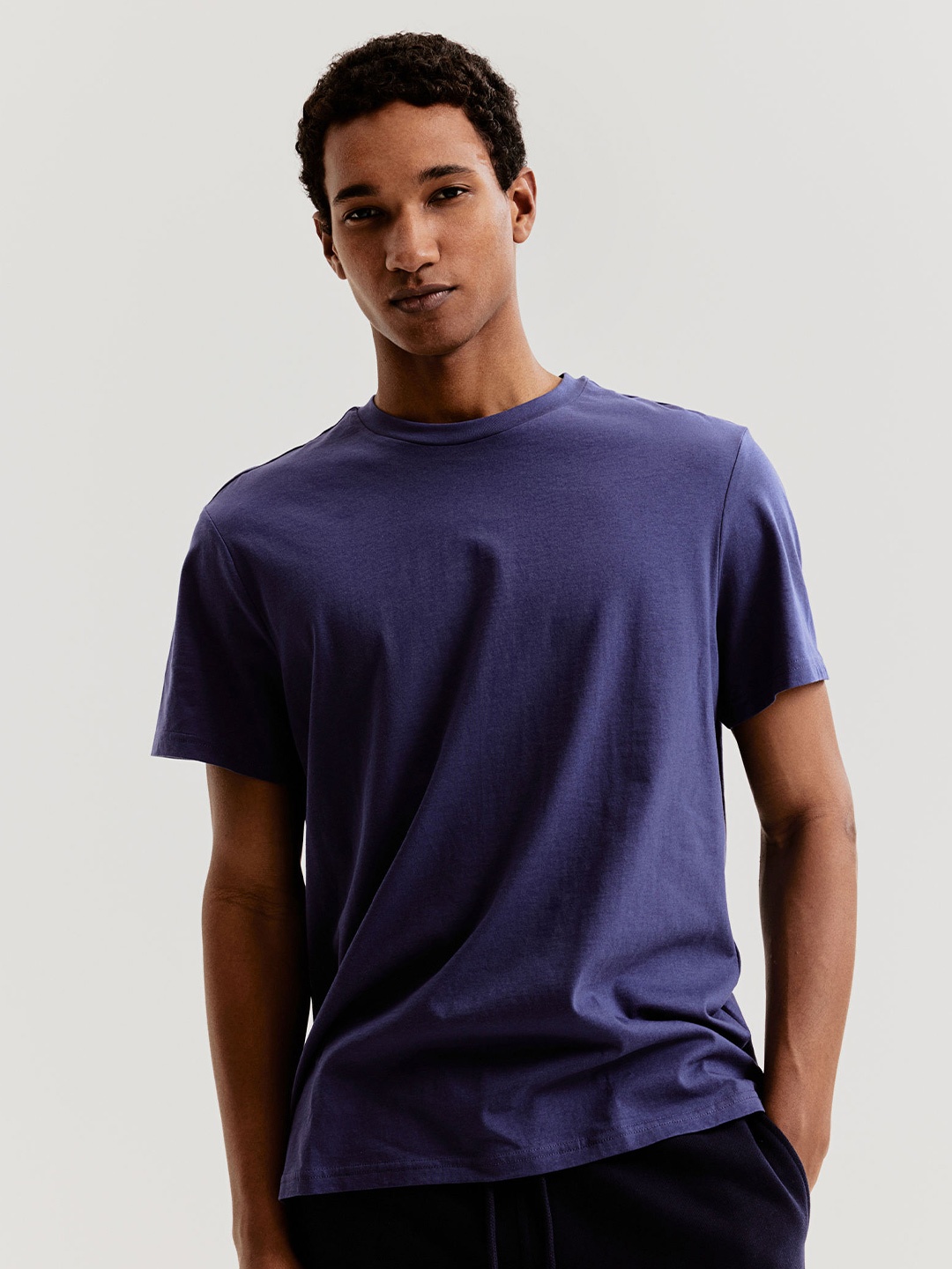 

H&M Pure Cotton Regular Fit T-shirt, Blue