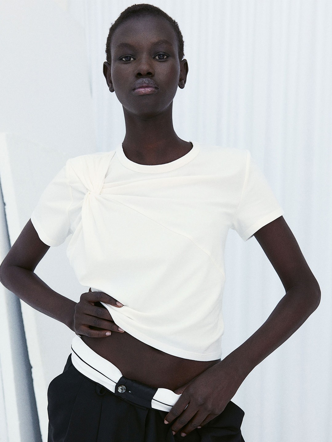 

H&M Twist-Detail T-shirt, White