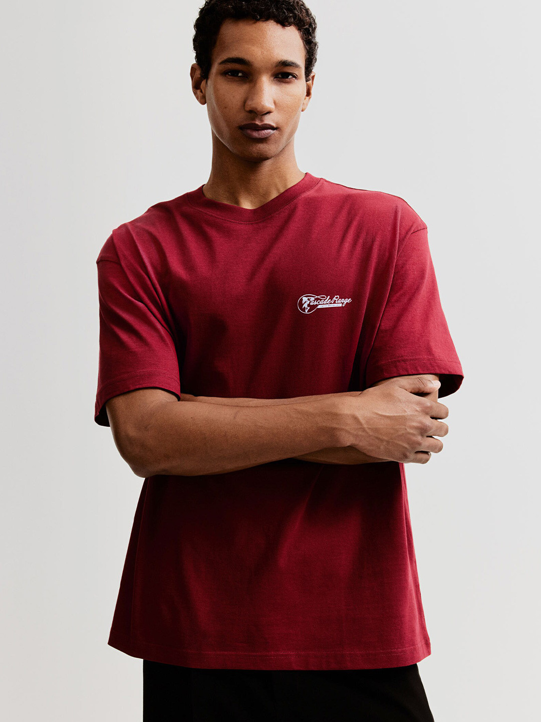 

H&M Loose Fit Printed Pure Cotton T-shirt, Red