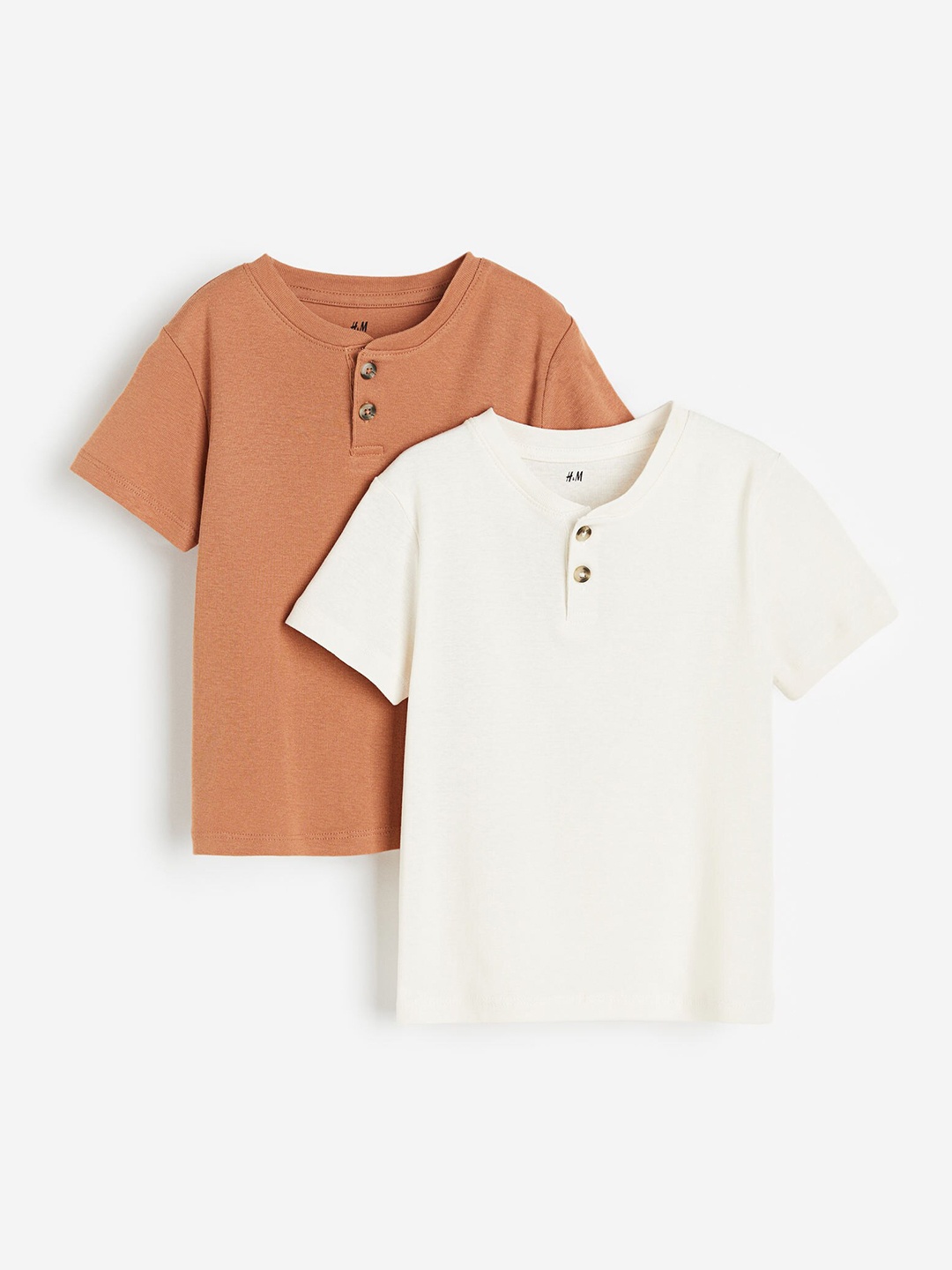 

H&M Boys 2-Pack Henley T-shirts, Brown