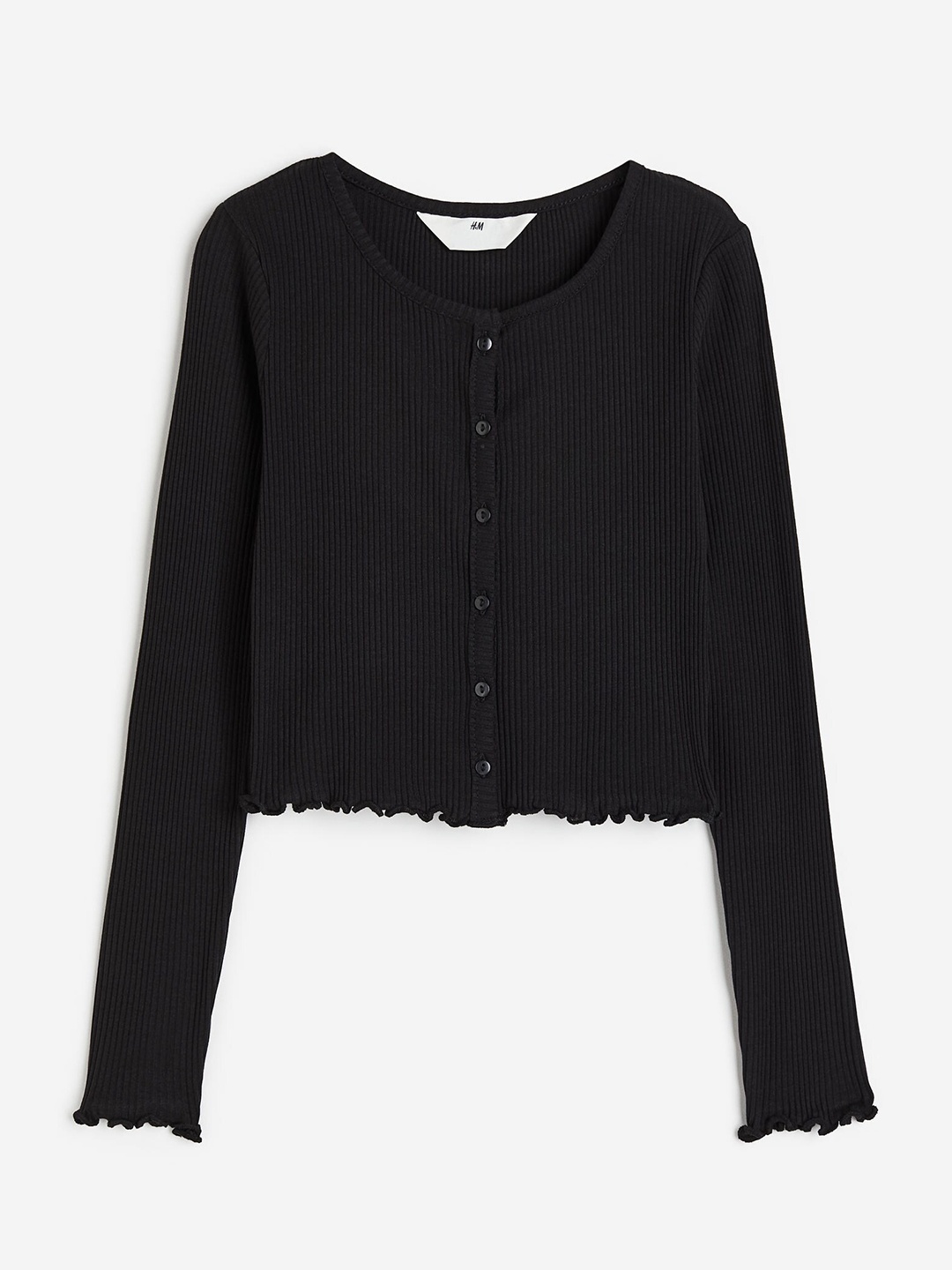 

H&M Girls Ribbed Jersey Cardigan, Black
