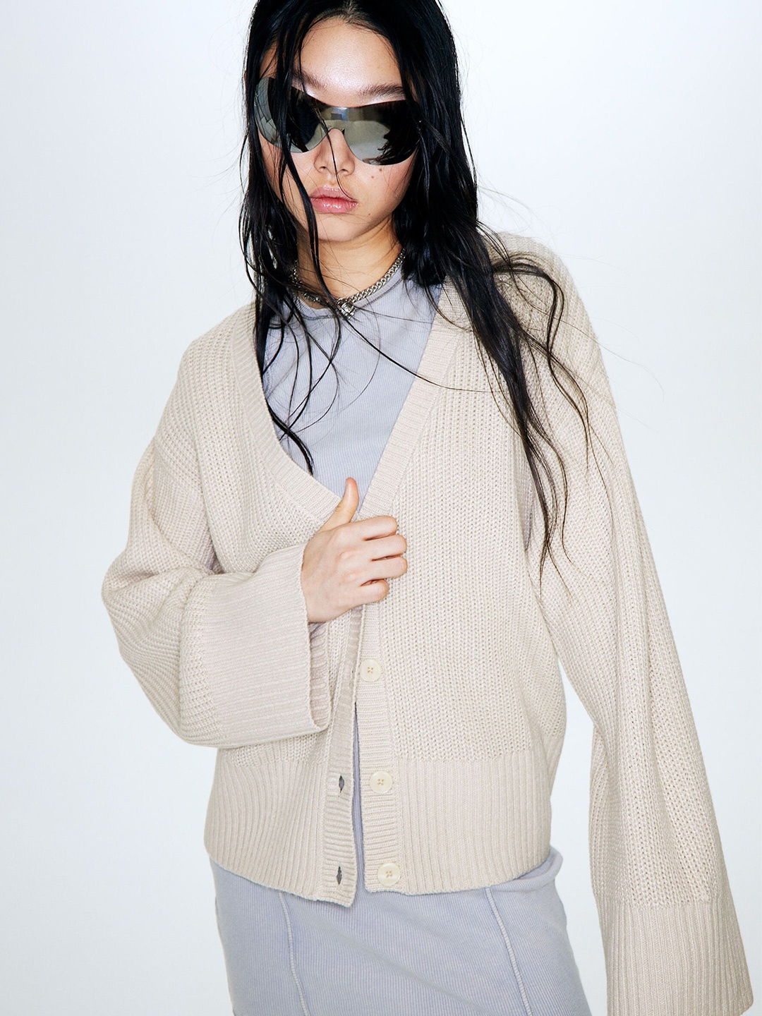 

H&M Acrylic Cardigan, Beige