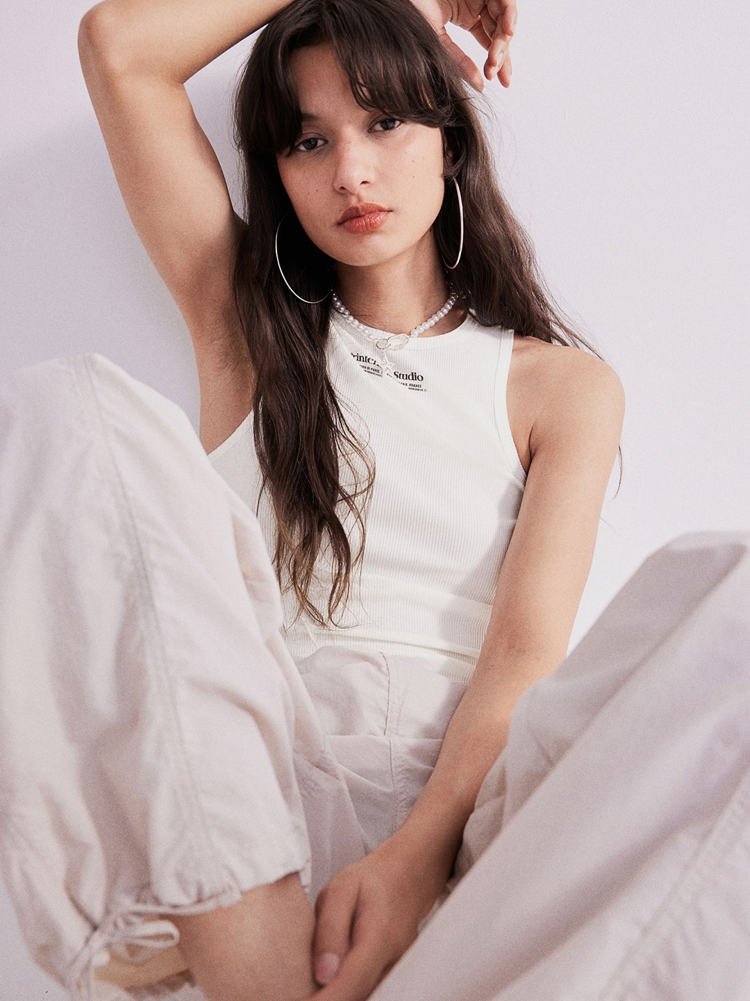 

H&M Ribbed Vest Top, White