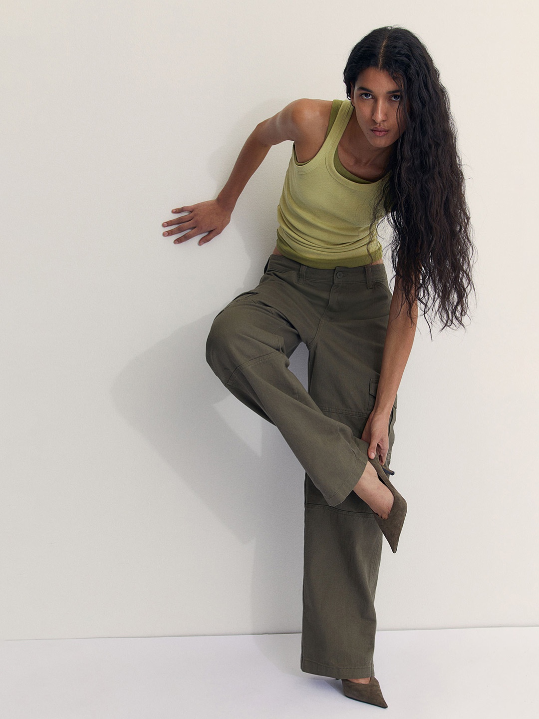 

H&M Ribbed Vest Top, Green