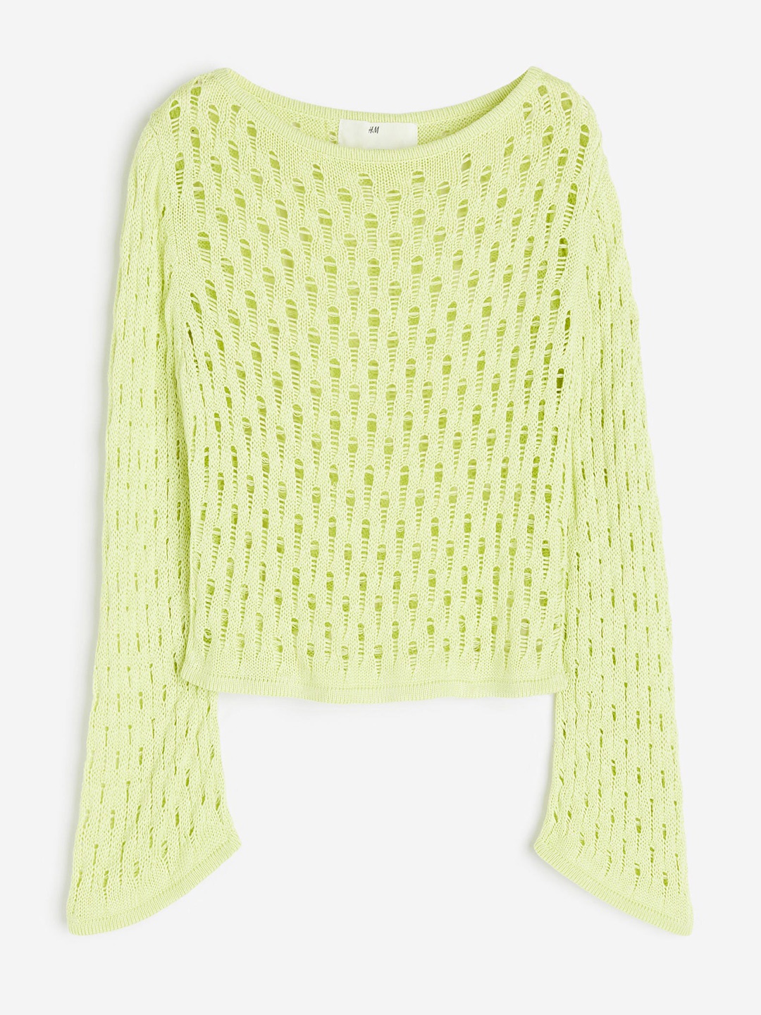 

H&M Girls Hole-Knit Jumper, Green