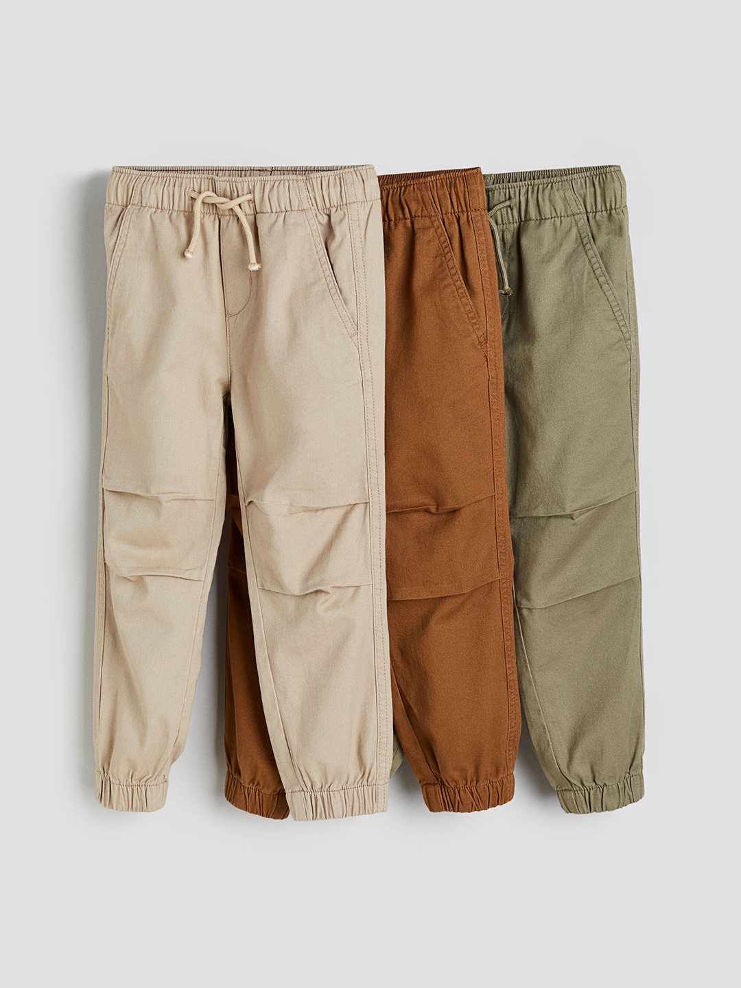 

H&M Boys 3-Pack Cotton Joggers, Beige