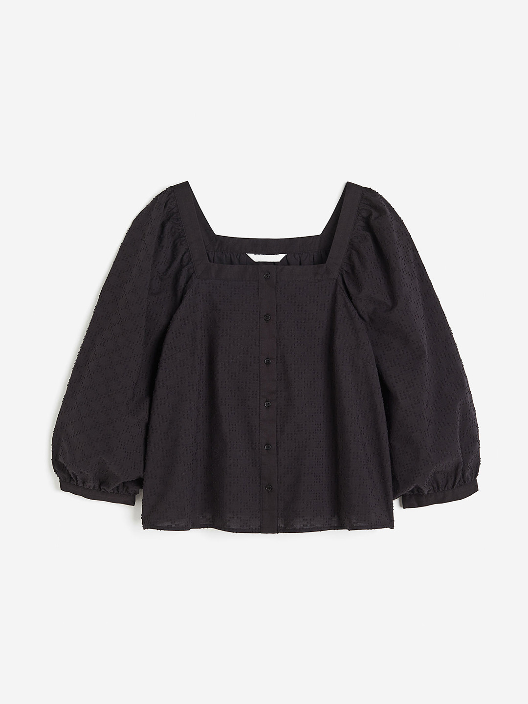 

H&M Square-Neck Cotton Blouse, Black