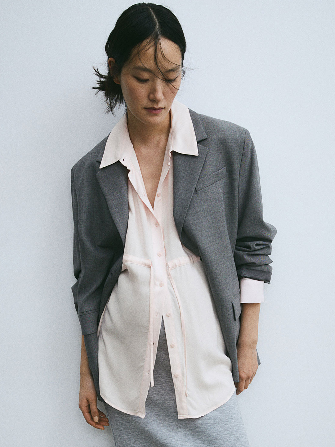 

H&M MAMA Tie-Belt Blouse, Pink