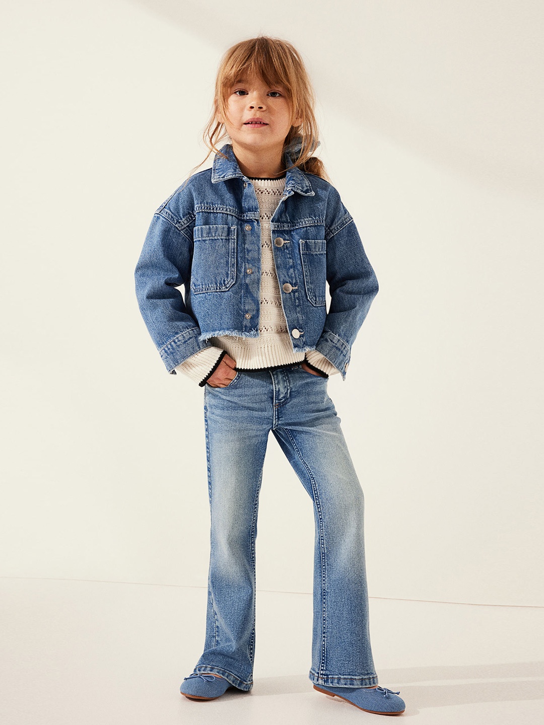 

H&M Girls Superstretch Flared Leg Jeans, Blue