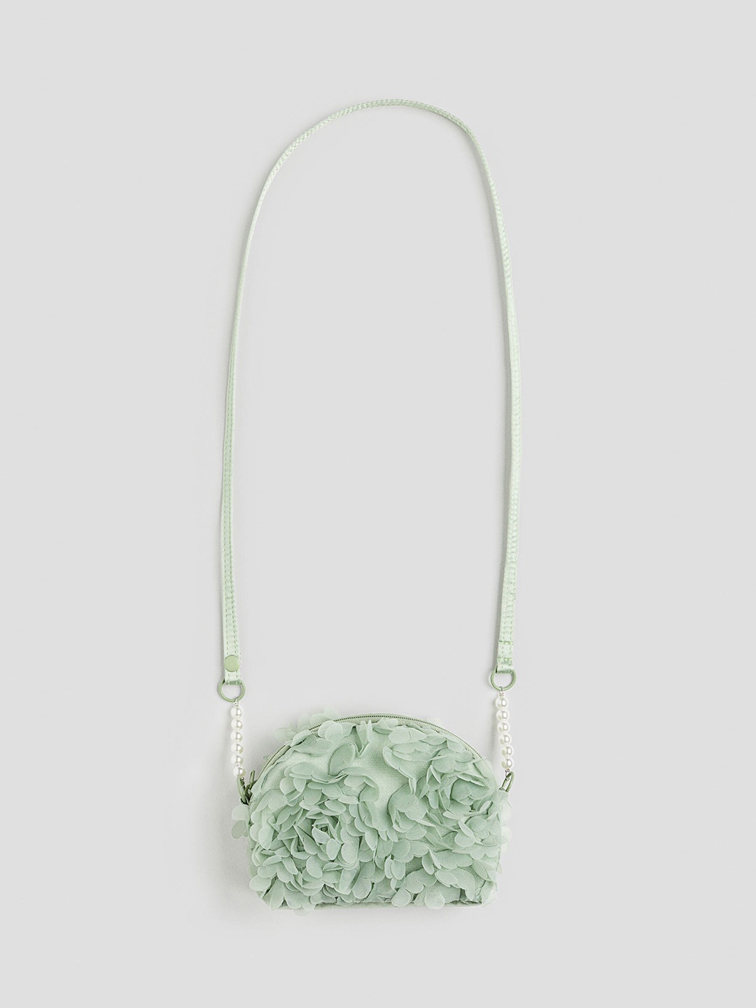 

H&M Fabric Flower-Covered Shoulder Bag, Green