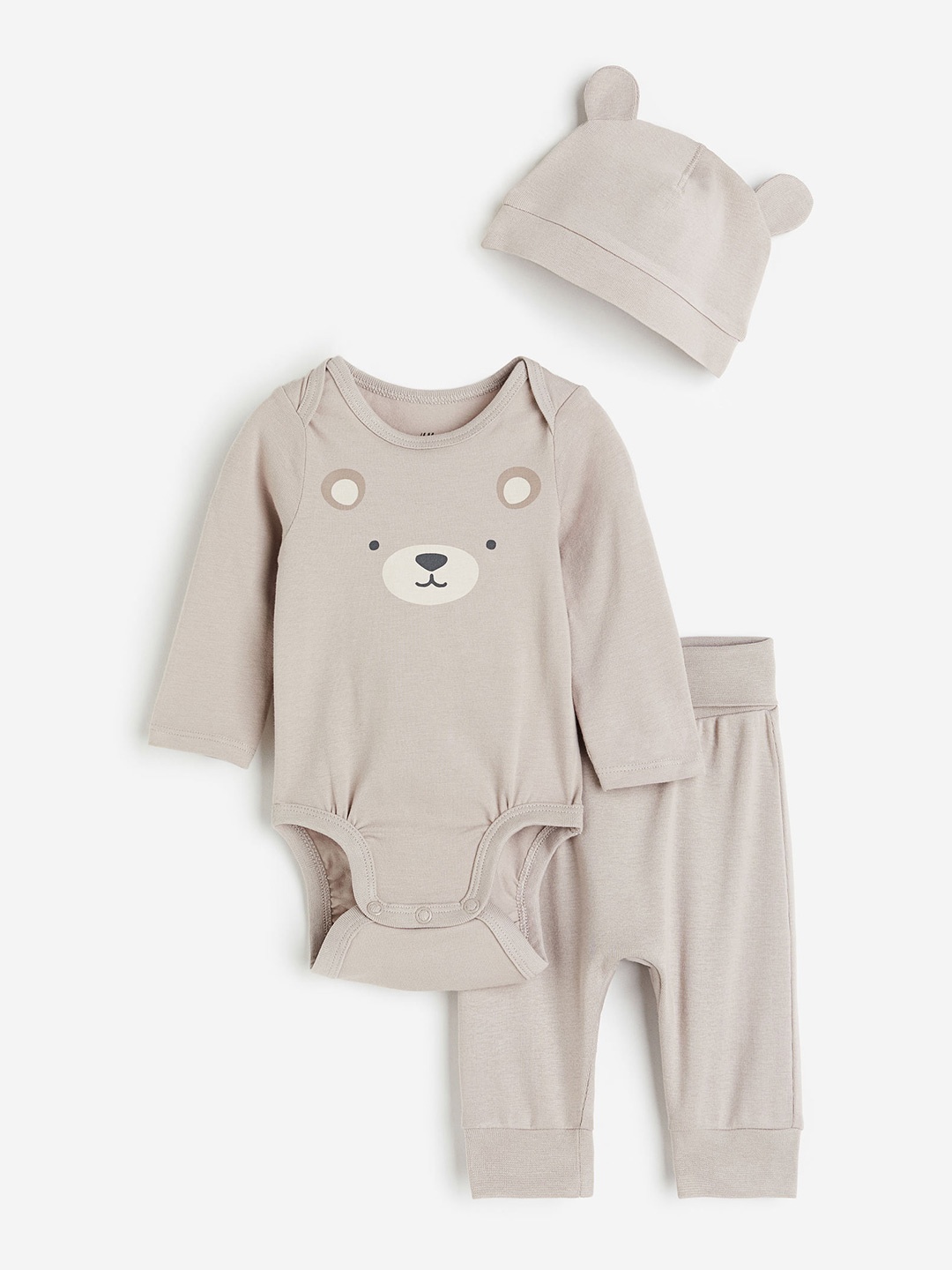 

H&M Girls 3-Piece Cotton Set, Beige