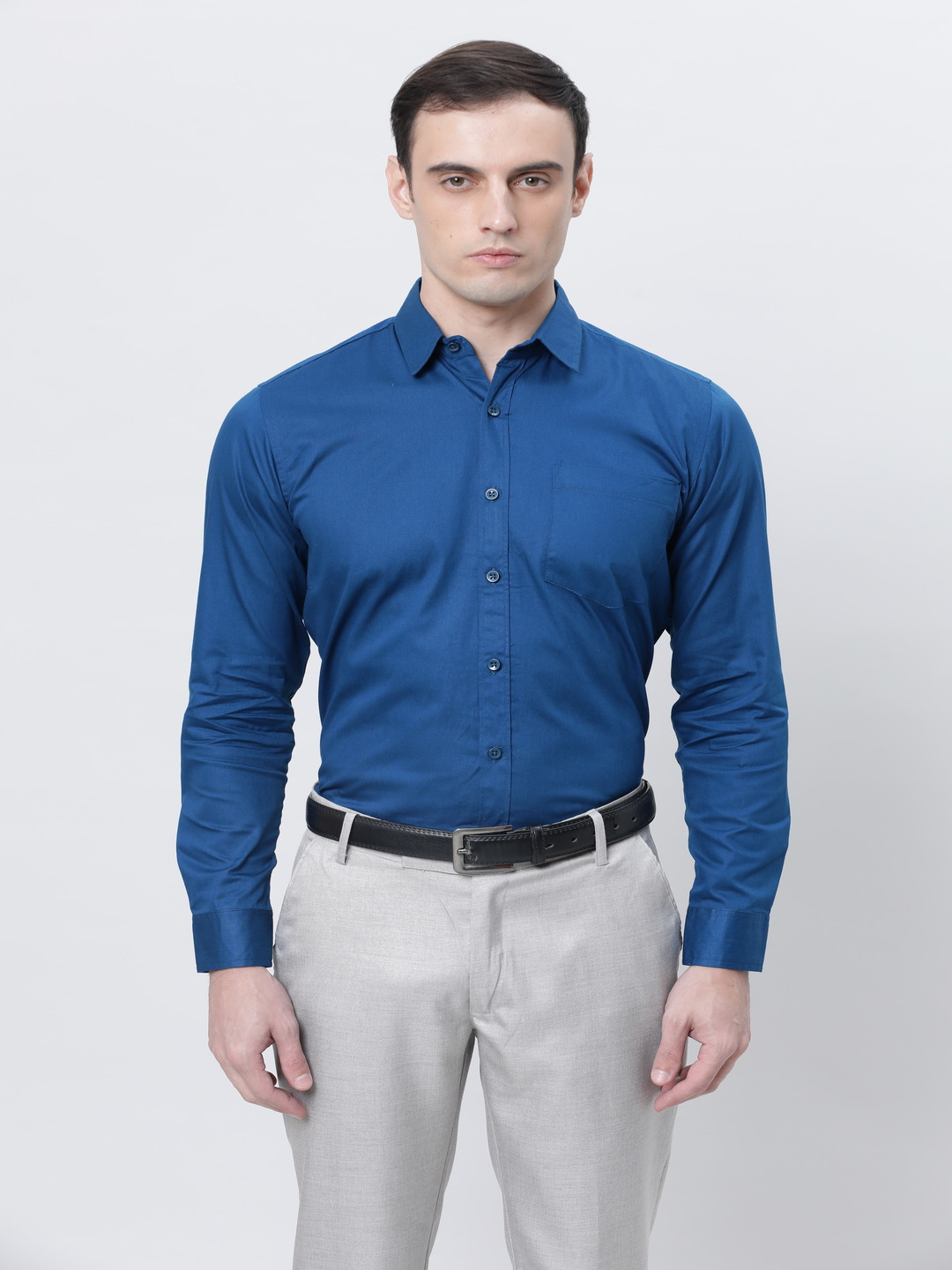 

THE SOUL PATROL Opaque Cotton Formal Shirt, Blue