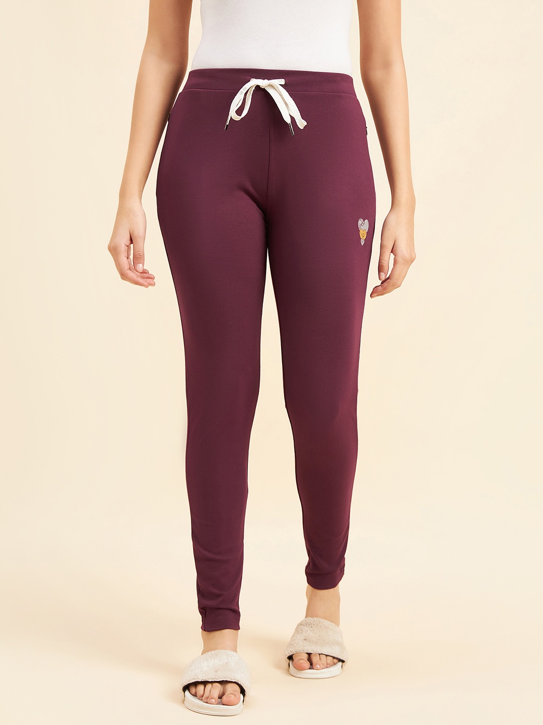 

Sweet Dreams Women Burgundy Straight-Leg Mid-Rise Lounge Pants