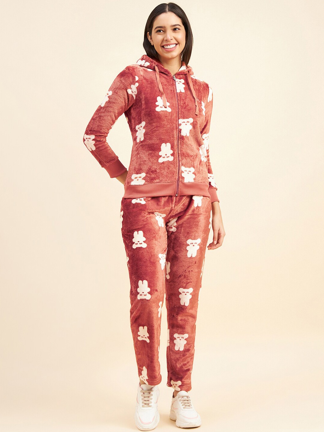 

Sweet Dreams Graphic Printed Hooded Neck Long Sleeves Tracksuits, Orange