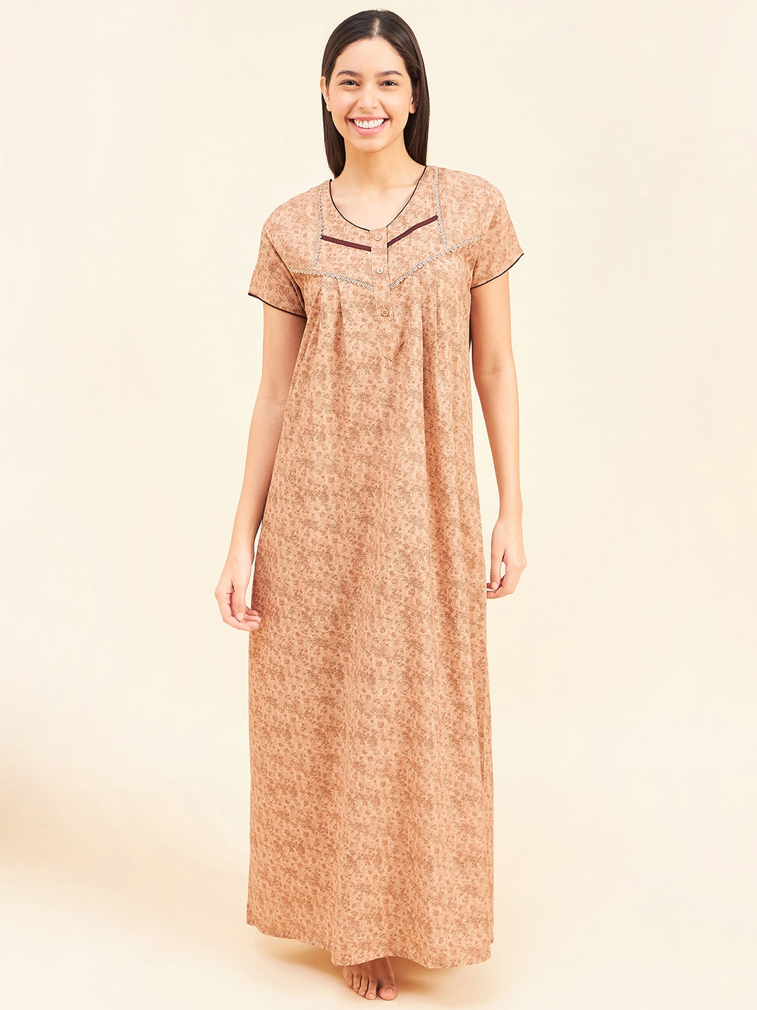 

Sweet Dreams Floral Printed V Neck Nightdress, Mustard