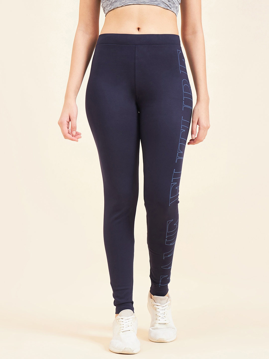 

Sweet Dreams Navy Blue Slim-Fit Ankle-Length Gym Tights