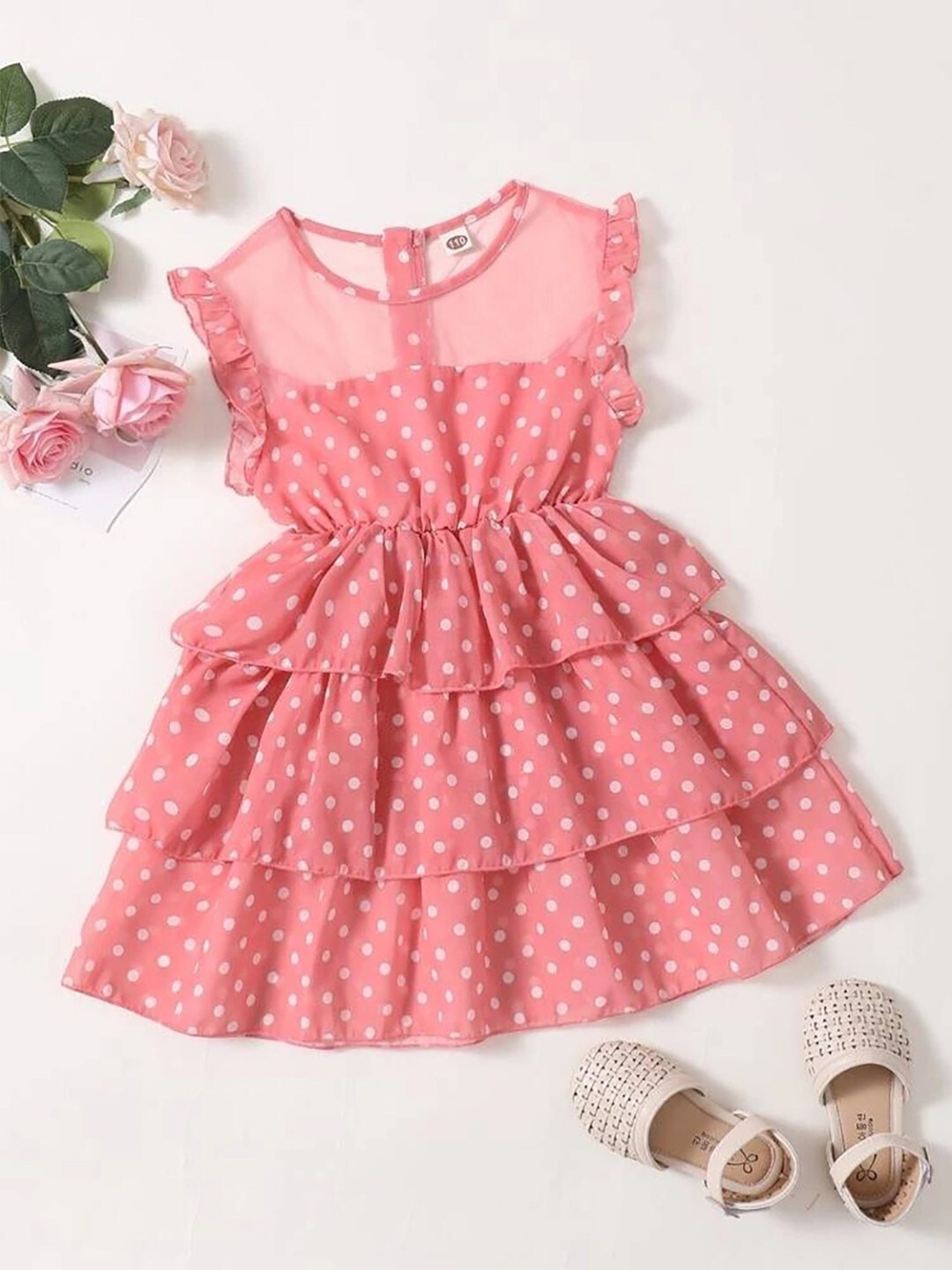 

BAESD Kids-Girls Polka Dot Print Layered Fit & Flare Dress, Orange