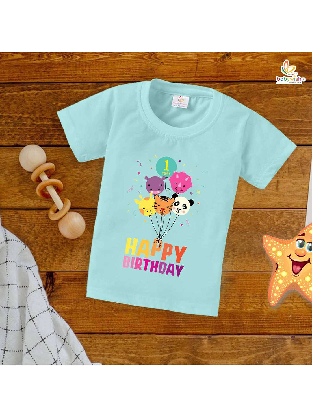 

Babywish Kids Typography Printed Cotton T-shirt, Sea green
