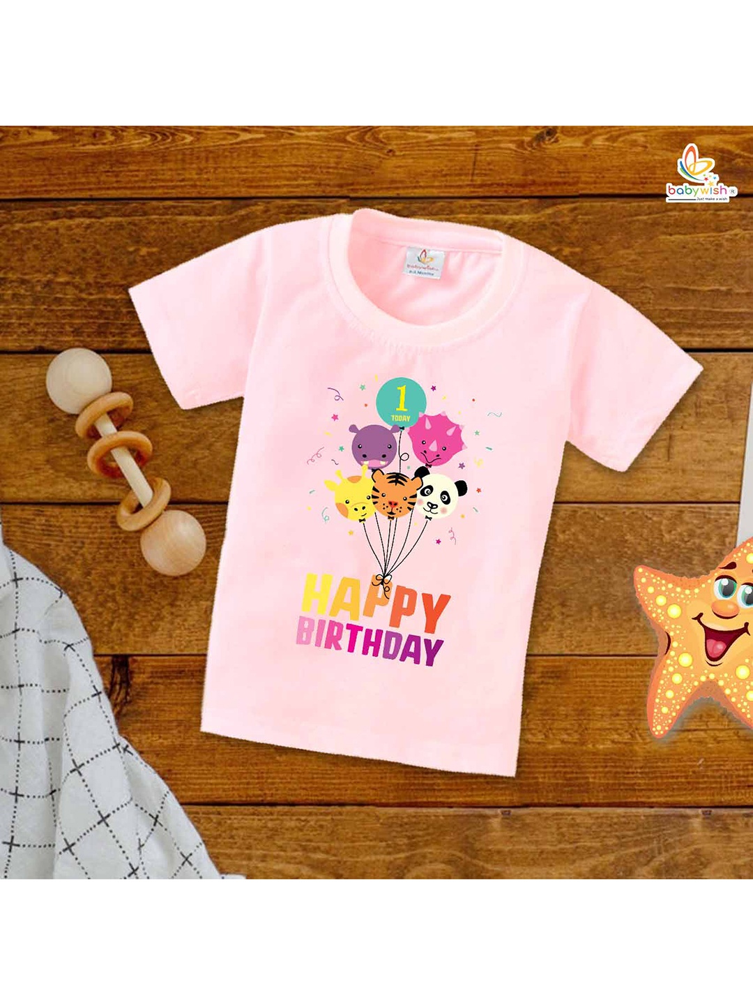 

Babywish Kids Typography Printed Cotton T-shirt, Pink