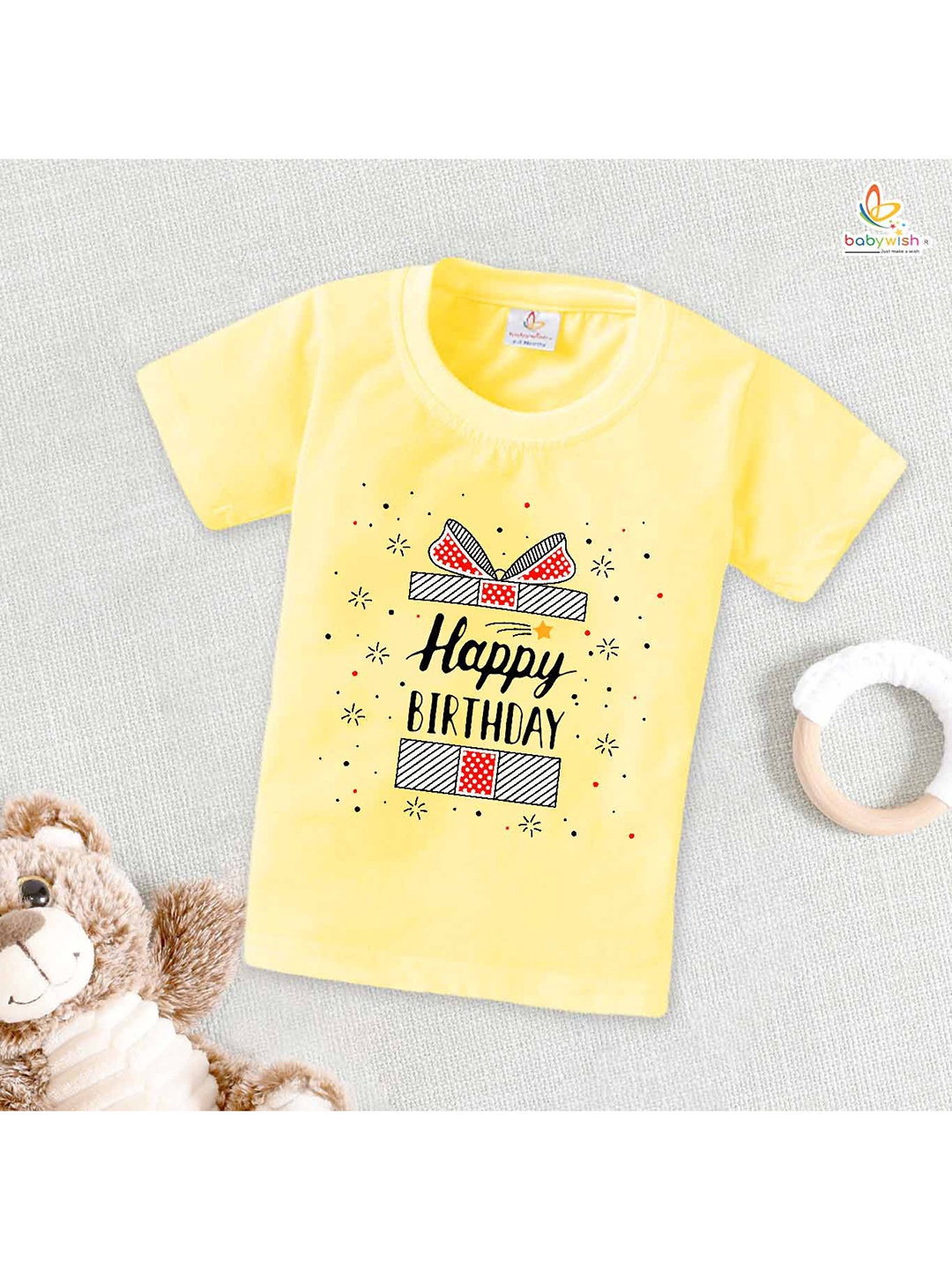 

Babywish Kids Typography Printed Cotton T-shirt, Yellow