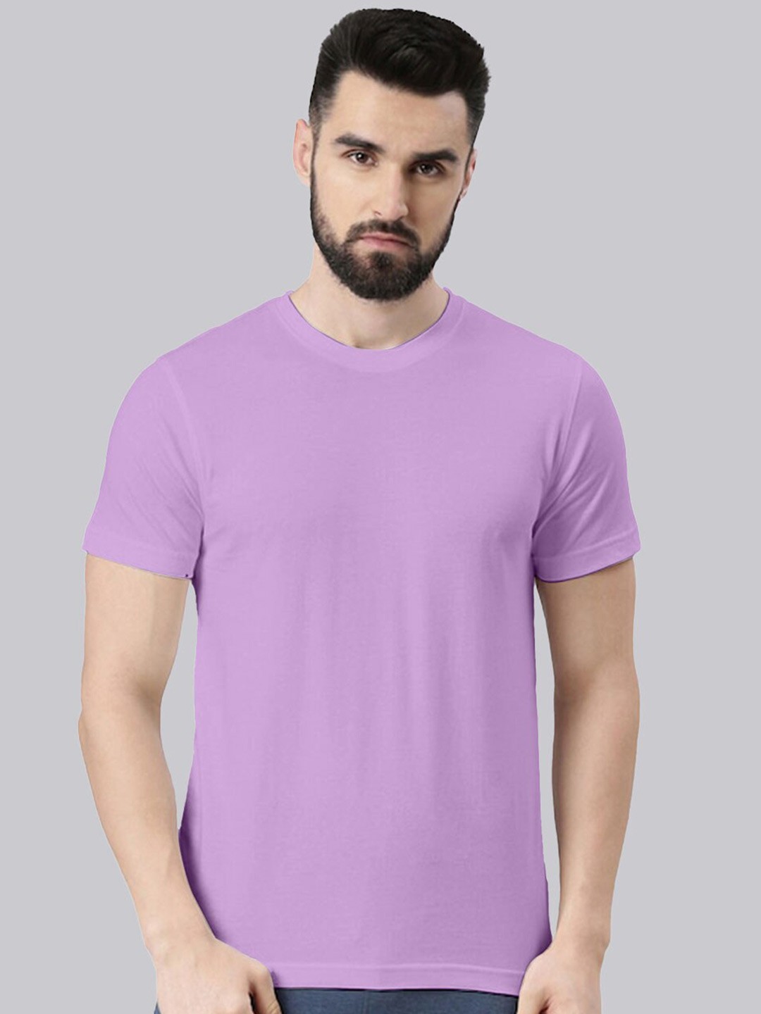 

VEIRDO Short Sleeves Pure Cotton T-shirt, Purple