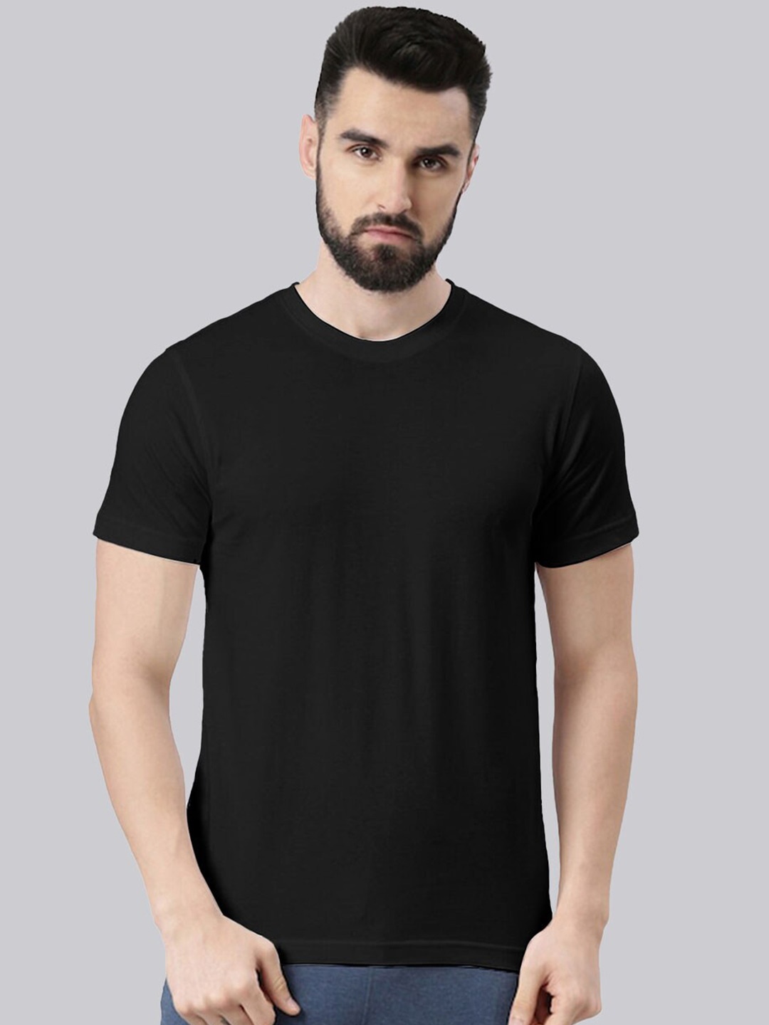 

VEIRDO Short Sleeves Pure Cotton T-shirt, Black